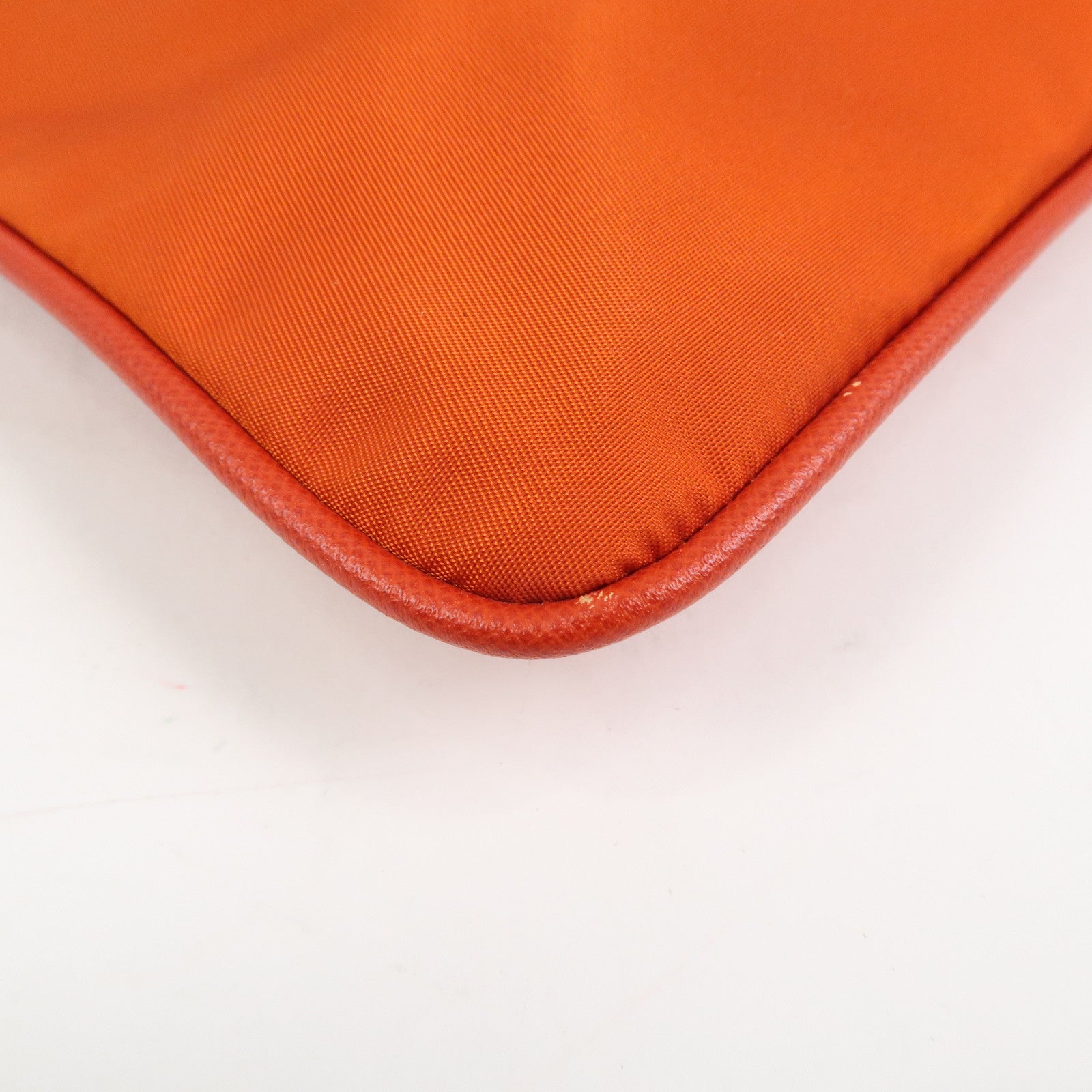 PRADA Triangle Logo Nylon Saffiano Leather Shoulder Bag Orange