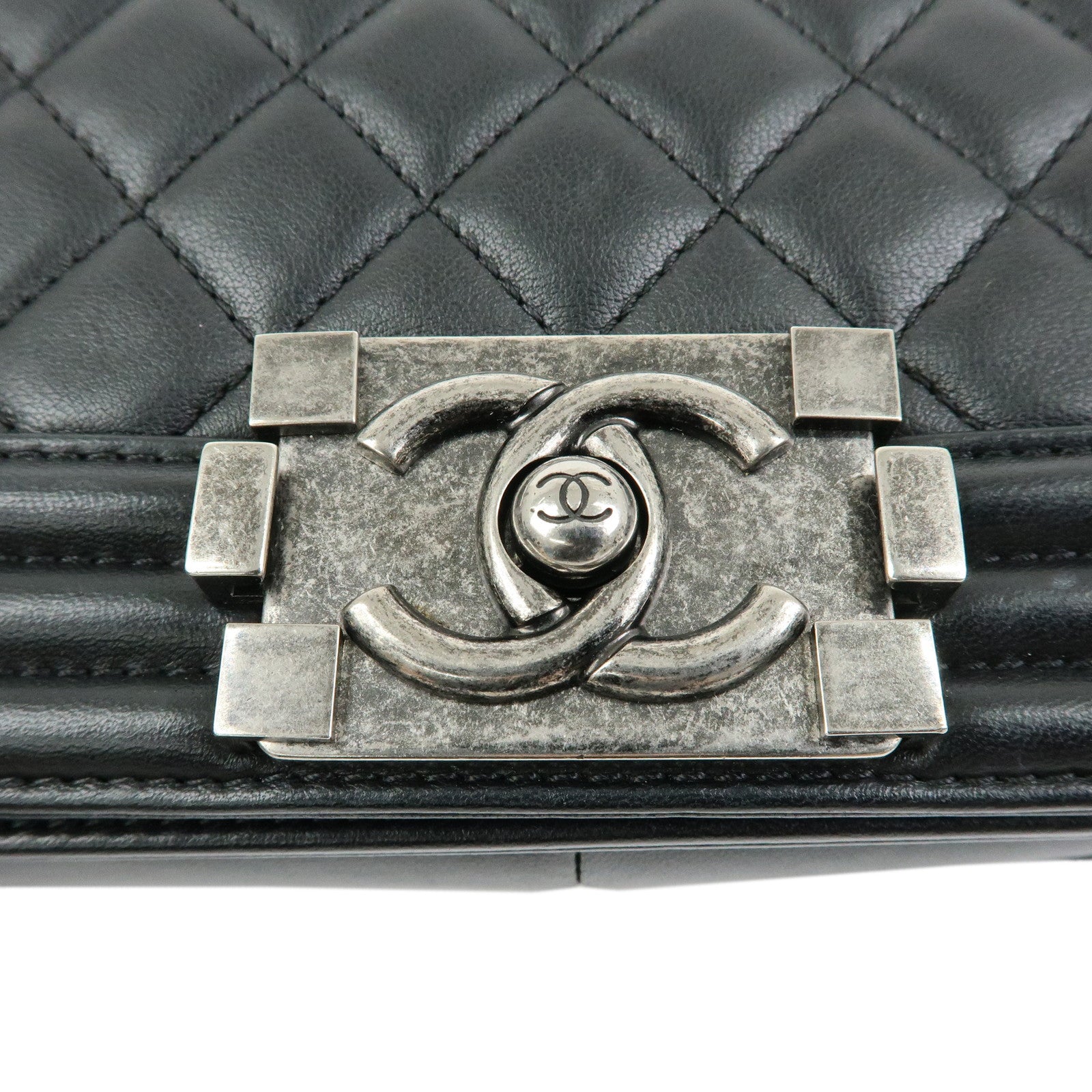 CHANEL Boy CHANEL Lamb Skin Chain Shoulder Bag Crossbody Bag Black