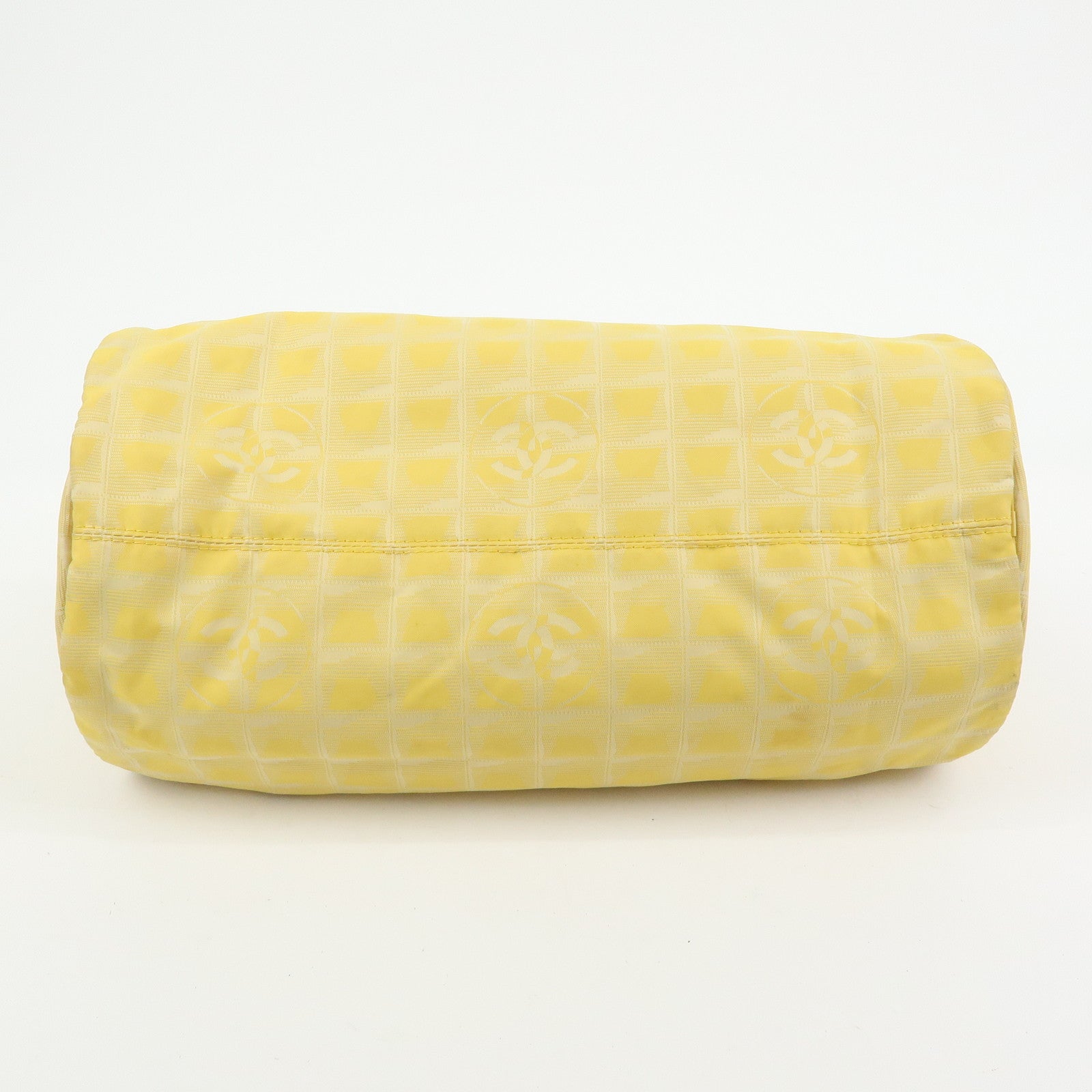 CHANEL New Travel Line Nylon Jacquard Leather Drum Bag Yellow