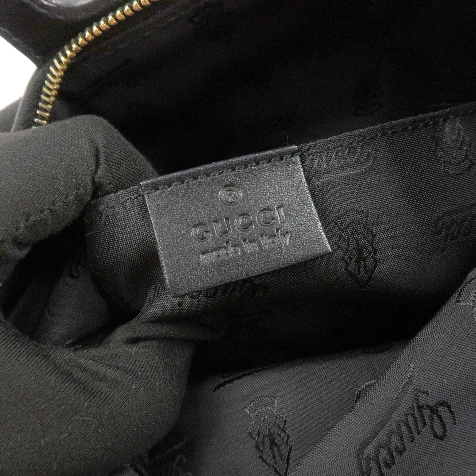 GUCCI Bamboo Leather Clutch Bag Black Gold Hardware 218496 Used