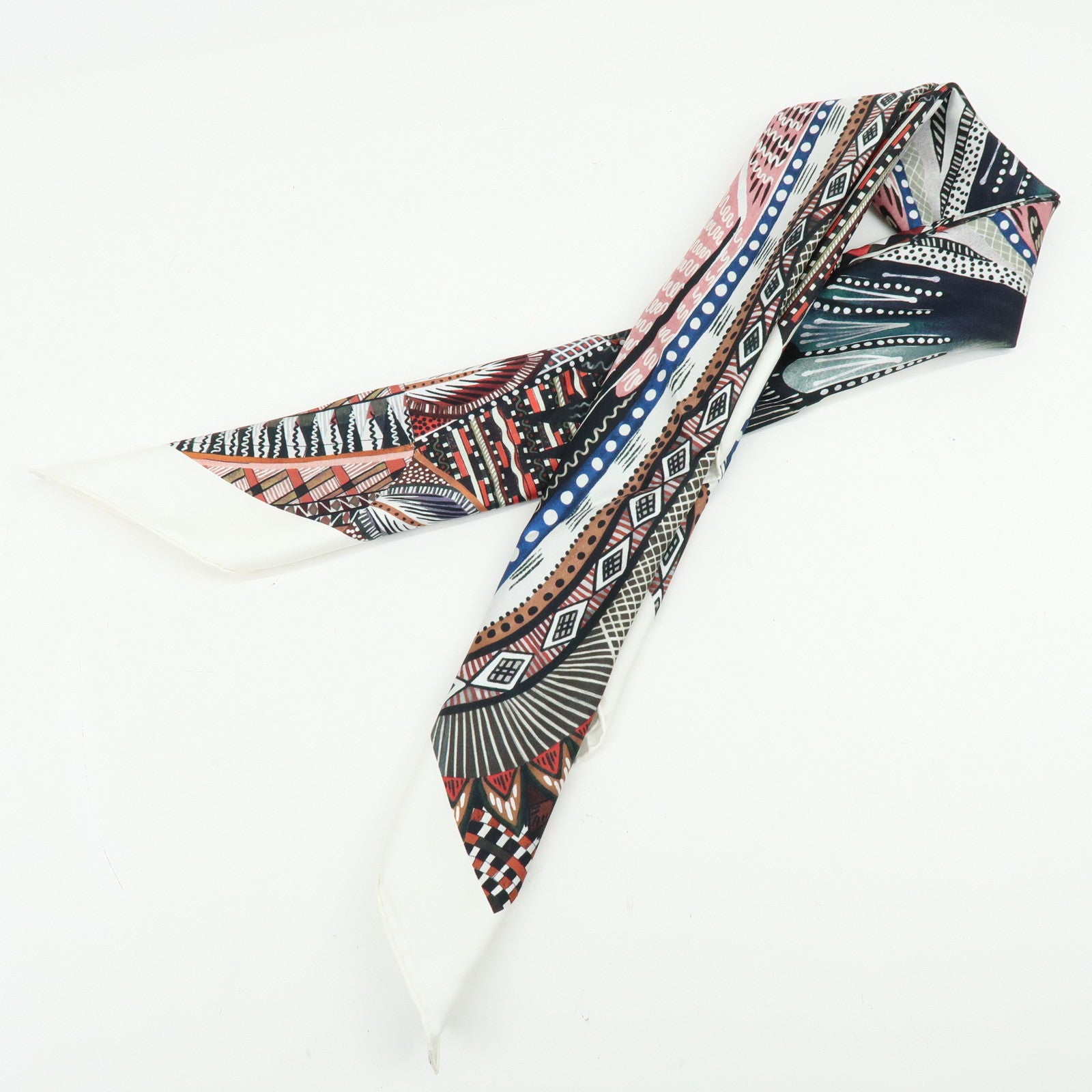 Christian Dior Silk 100% Scarf Butterfly Pattern White Black Pink