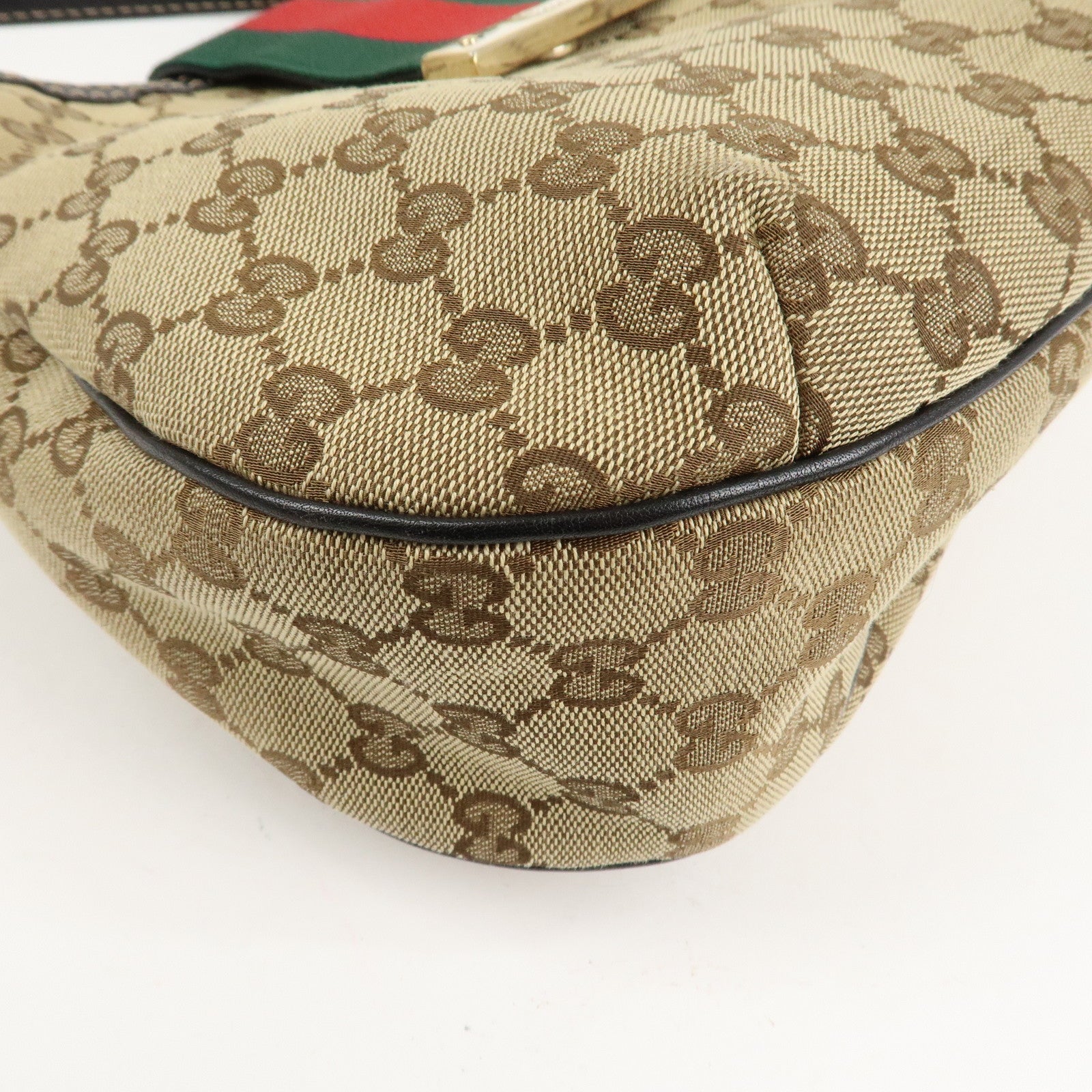 GUCCI Sherry Line GG Canvas Leather Shoulder Bag Beige 233608 Used