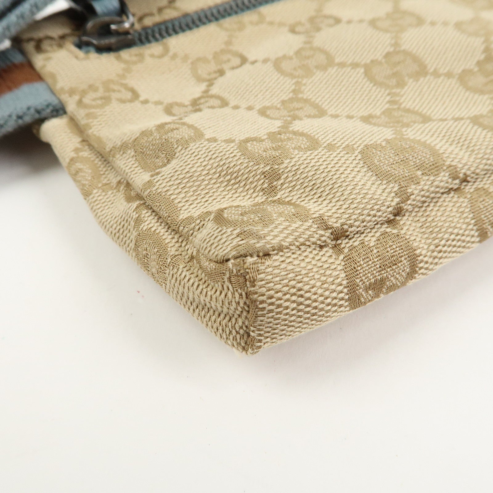 GUCCI Sherry GG Monogram Canvas Leather Body Bag Waist Pouch 162962