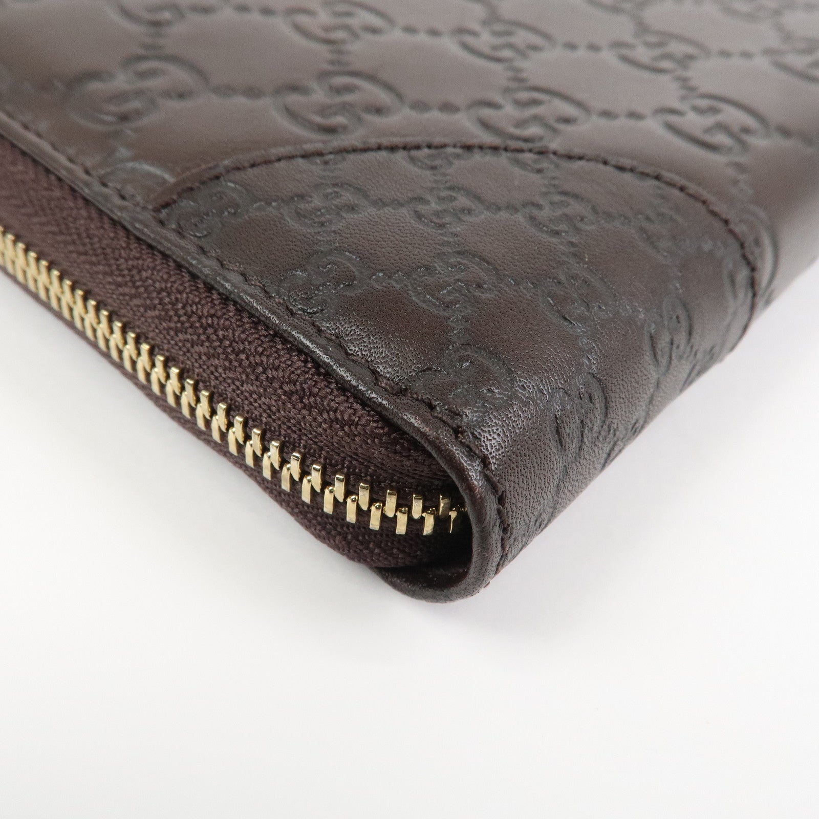 GUCCI Guccissima Interlocking G Round Zippy Wallet Brown 323397