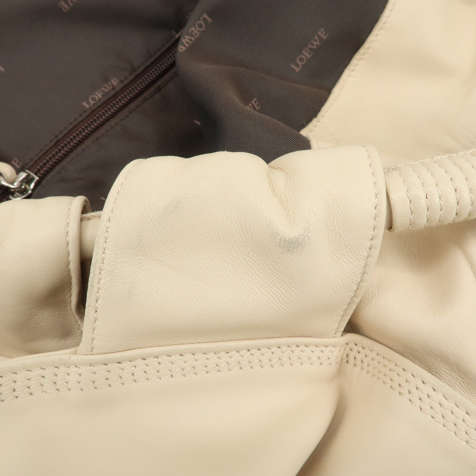 LOEWE Anagram Logo Nappa Leather Hand Bag Shoulder Bag Ivory