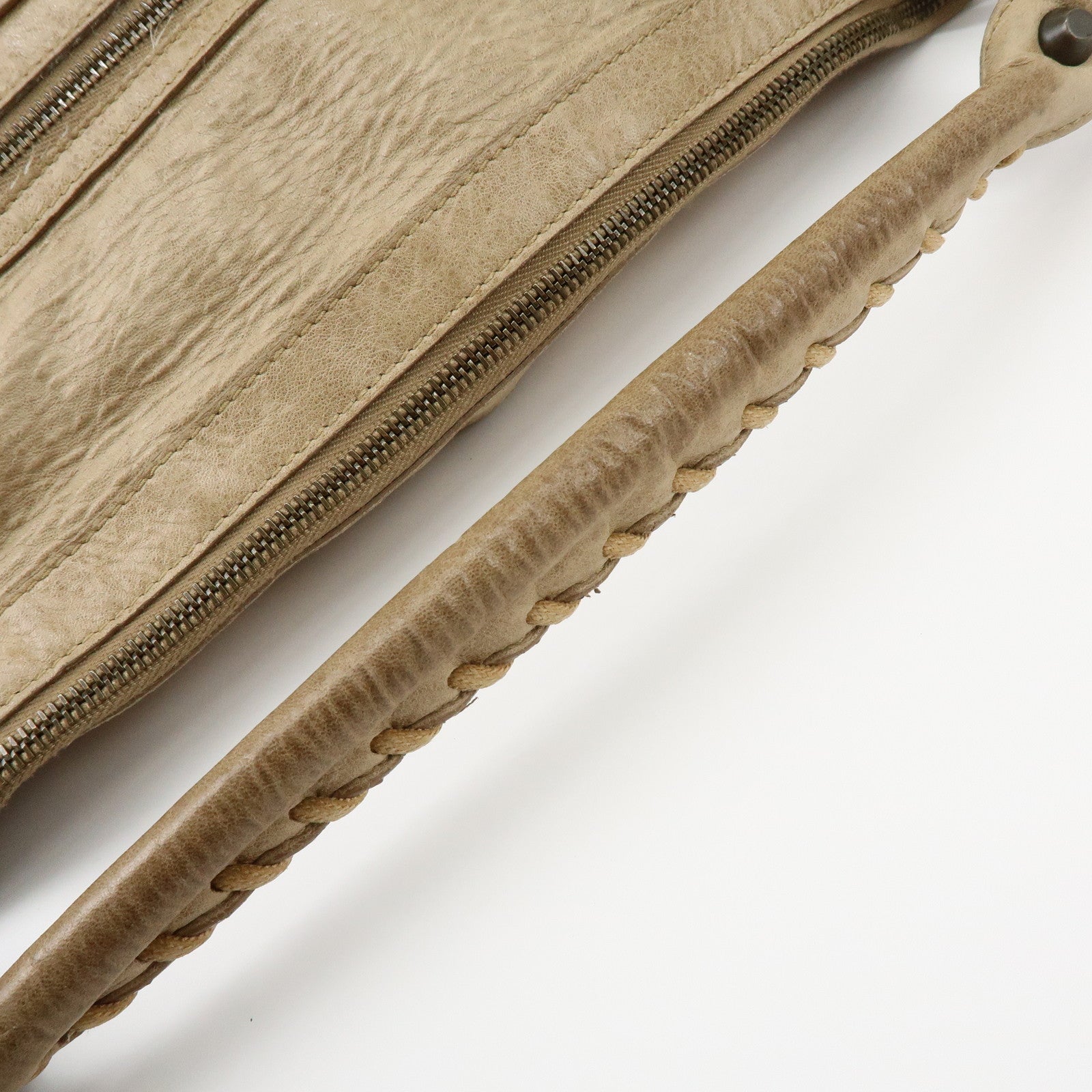 BALENCIAGA The City Editor’s Leather Shoulder Bag Beige 140442