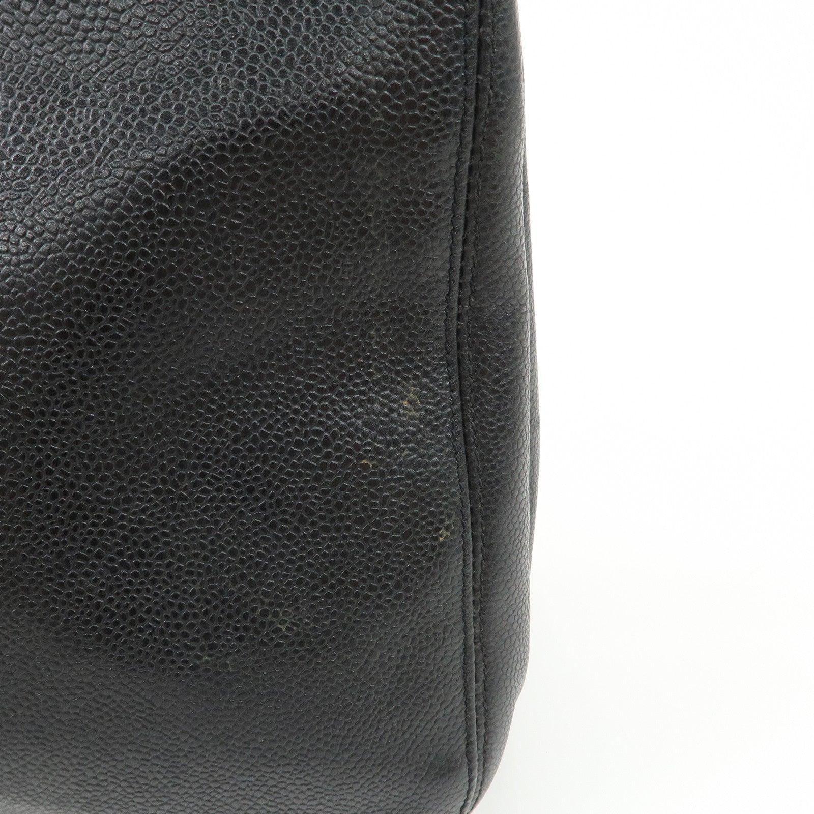 CHANEL Caviarskin Chain Tote Bag Shoulder Bag Black