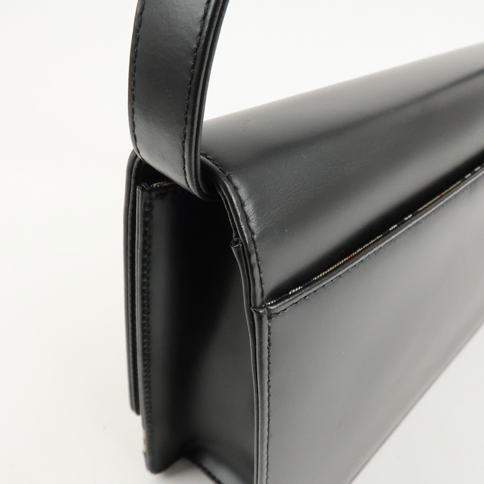 BURBERRY Nova Plaid PVC Leather Shoulder Bag Hand Bag Black Beige Used