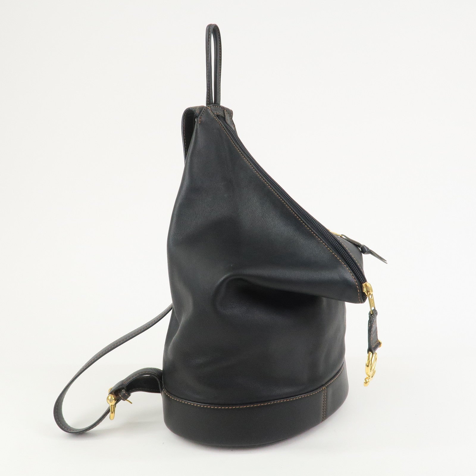 LOEWE Anton Anagram Leather Backpack Shoulder Bag Black
