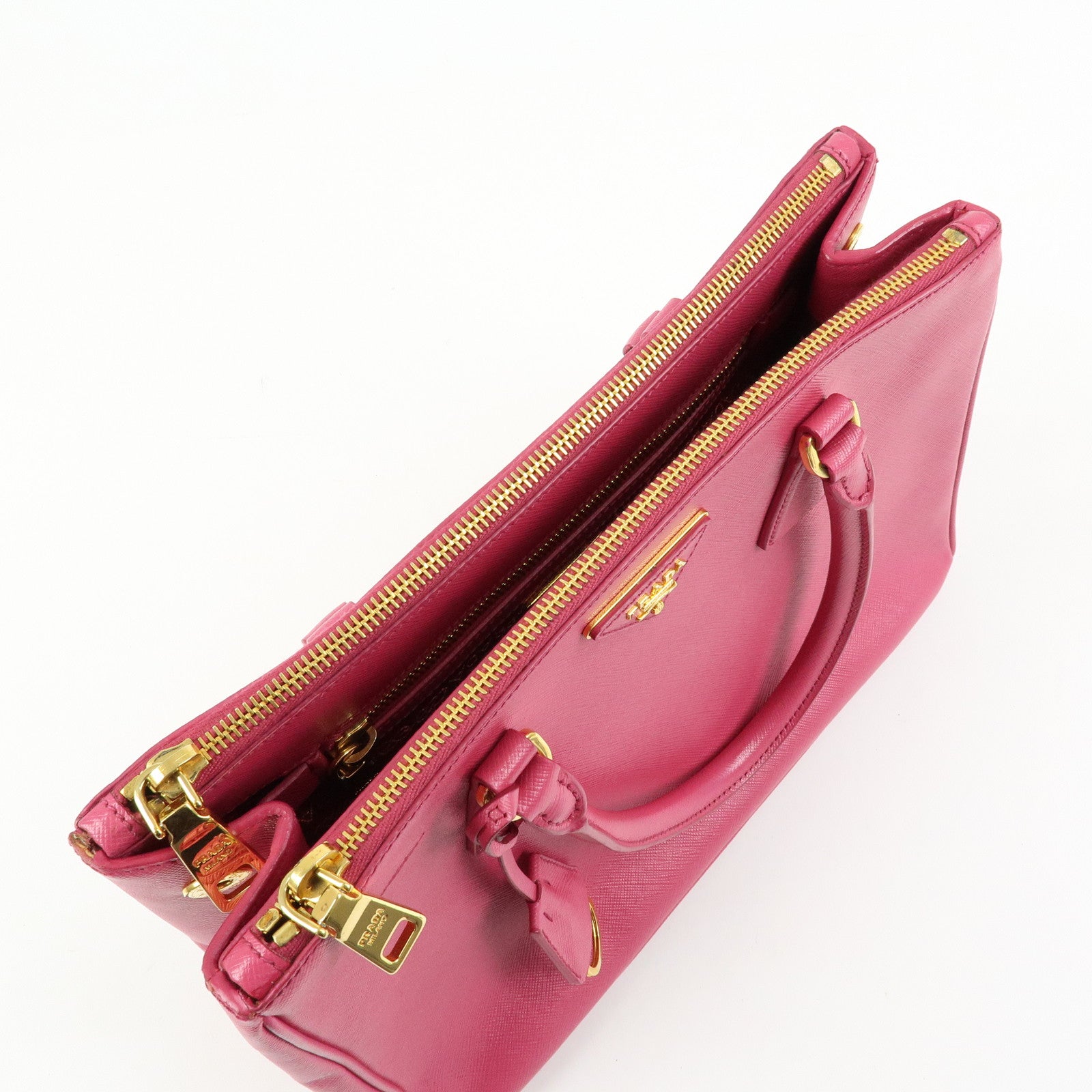 PRADA Triangle Logo Saffiano Leather 2Way Hand Bag Pink BN1801