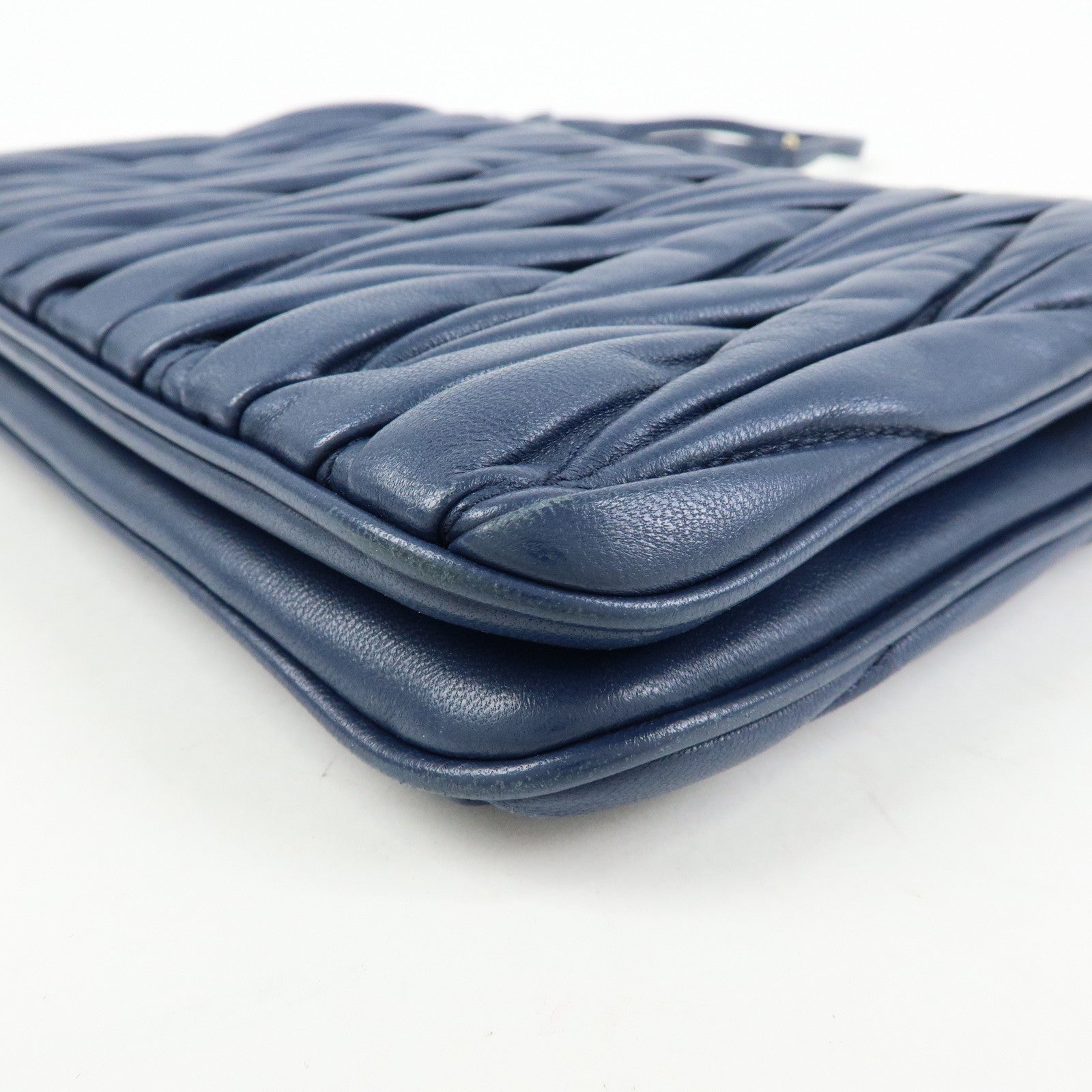 MIU MIU Matelasse Leather Shoulder Bag Crossbody Bag Blue
