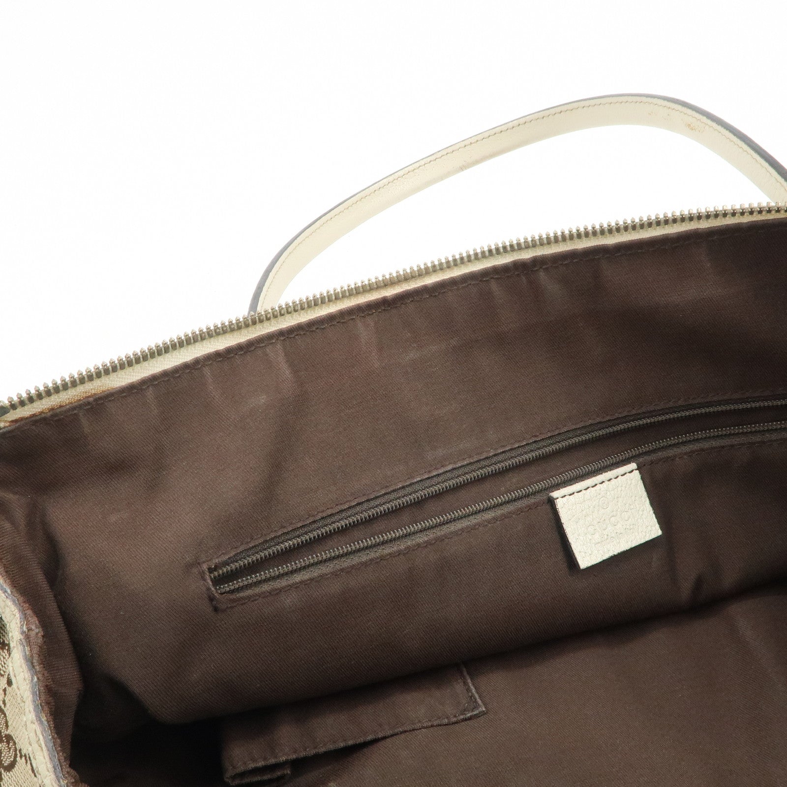 GUCCI Princy Sherry GG Canvas Leather Tote Bag Brown Ivory 177052