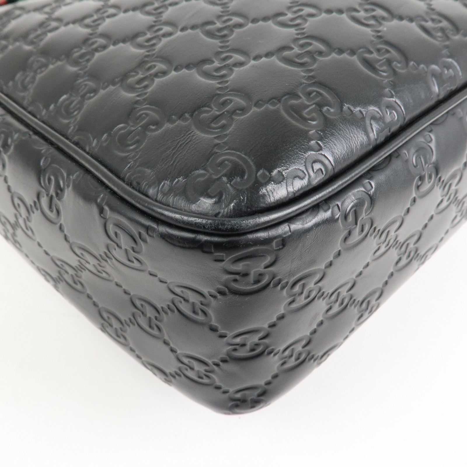 GUCCI Sherry Guccissima Leather Shoulder Bag Black 322080