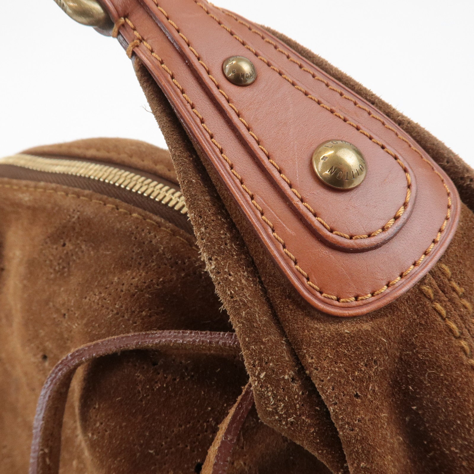 Louis Vuitton Monogram Suede Onata GM Shoulder Bag Cacao M95120 Used