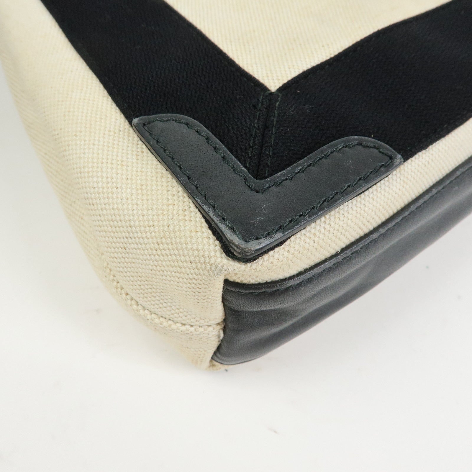 BALENCIAGA Navy Cabas XS Canvas Leather 2WAY Bag Ivory 390346