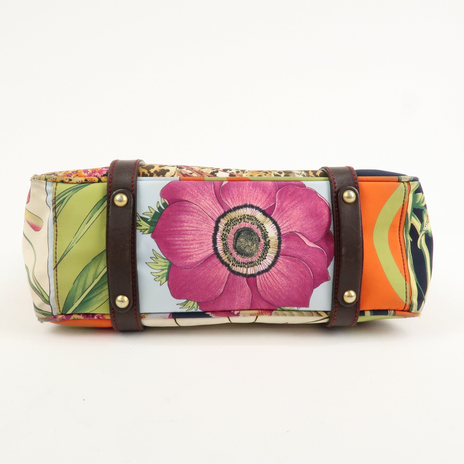 Ferragamo Gancini Leather Nylon Shoulder Bag Tote Bag Multicolor