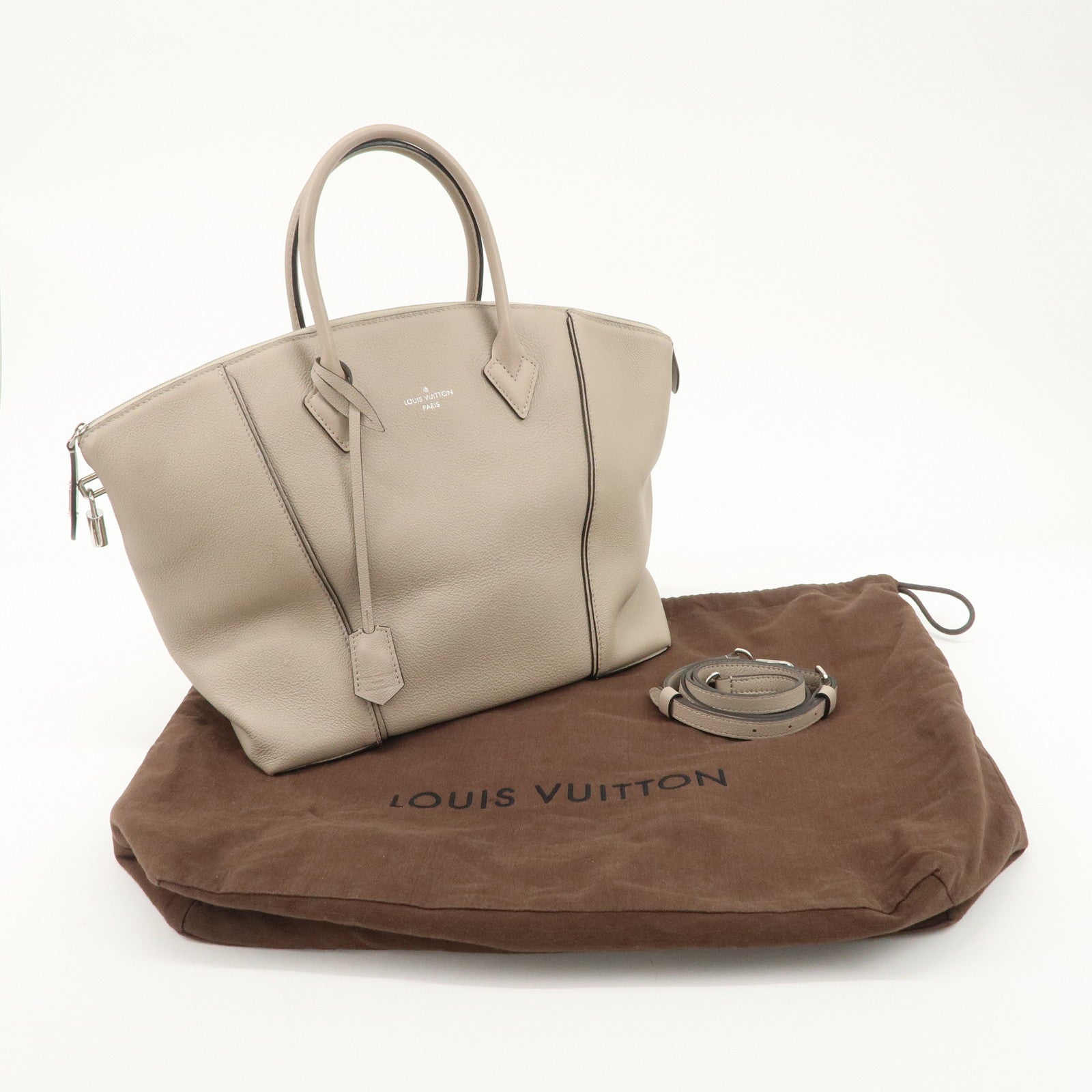 Louis Vuitton PARNASSEA Lock It MM Hand Bag Tote Bag Beige M94593