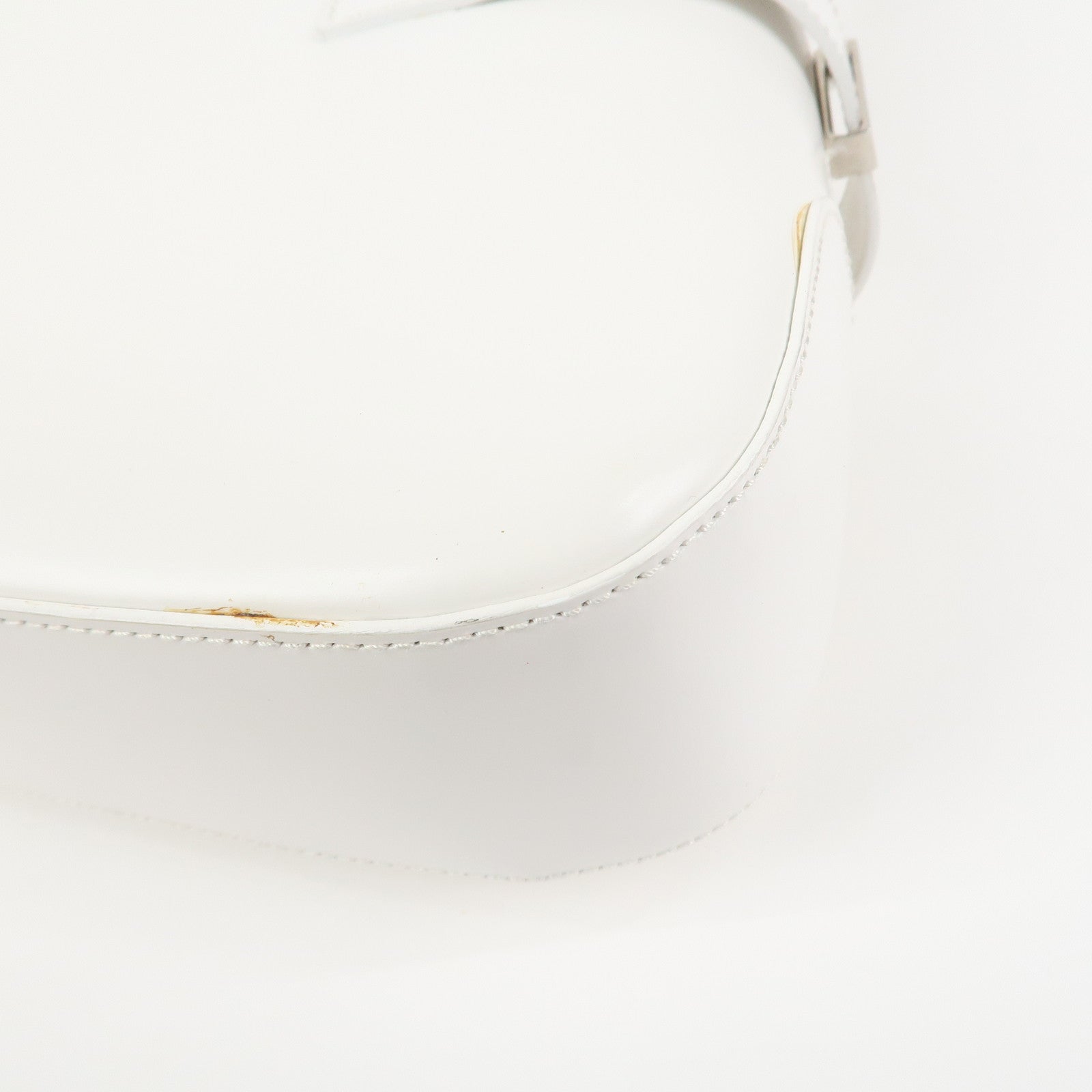 Ferragamo Gancini Leather Shoulder Bag Hand Bag White Silver