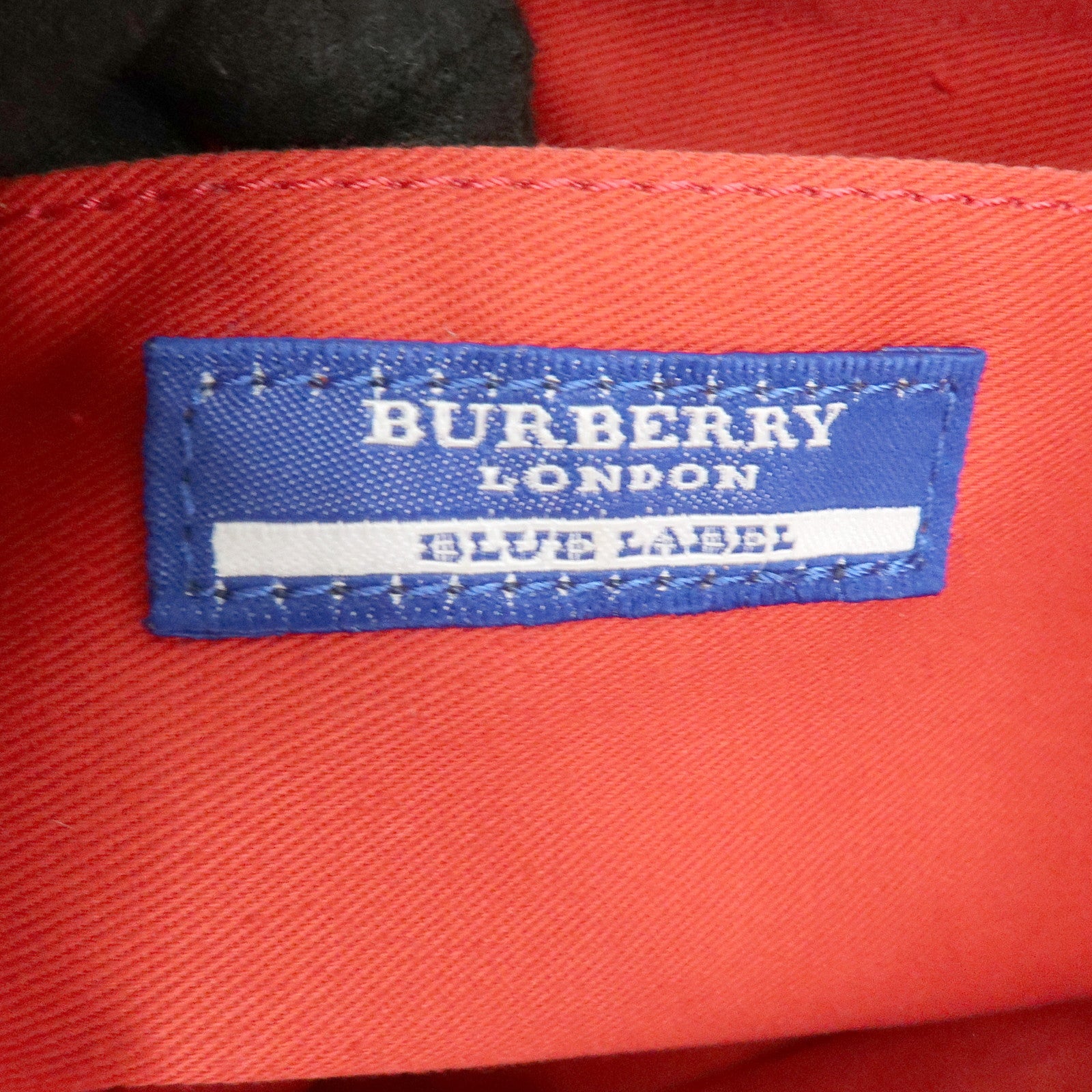 BURBERRY Blue Label Cotton Leather Hand Bag Tote Bag Red