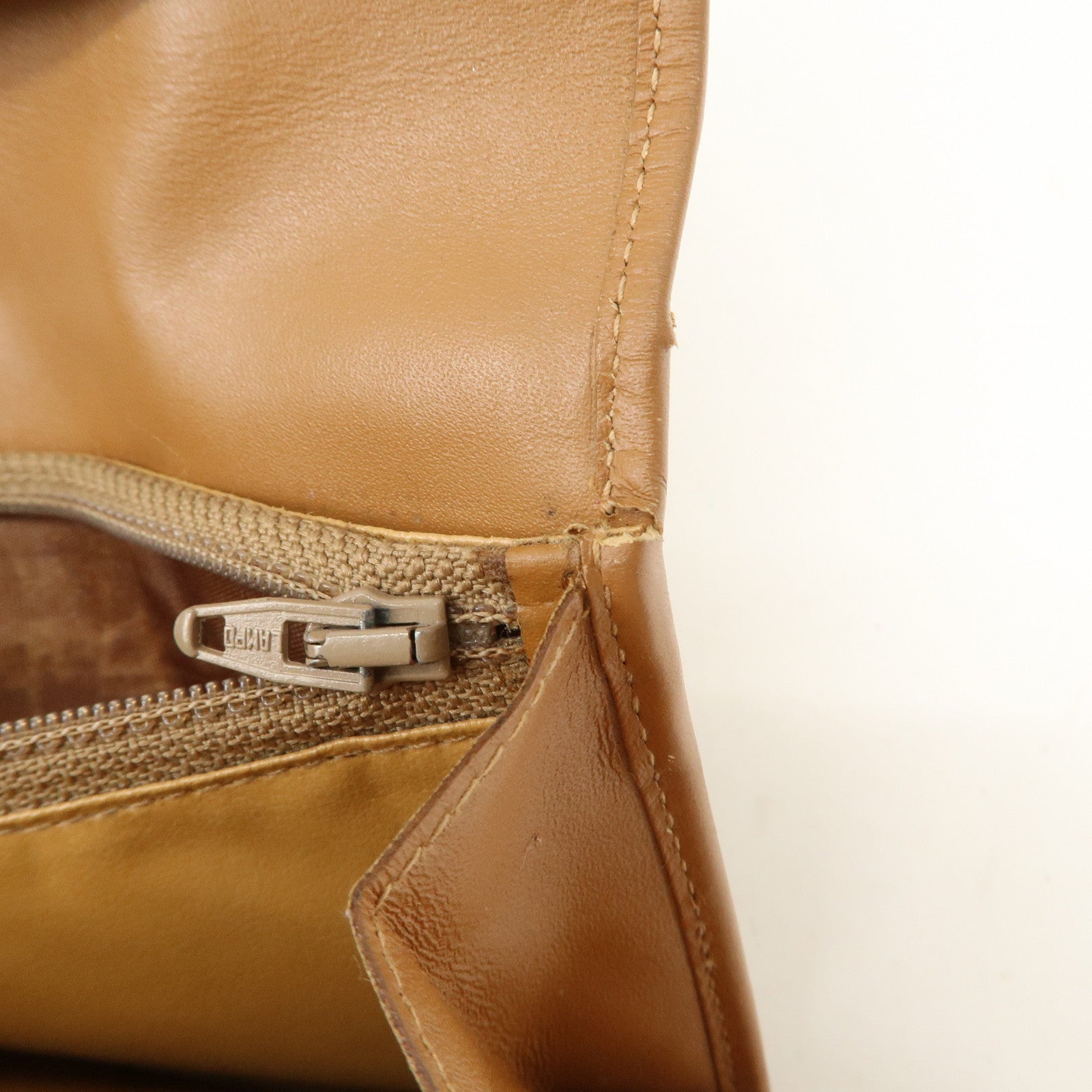 CELINE Macadam Set of 2 Long Wallet Leather Beige Dark Brown Used