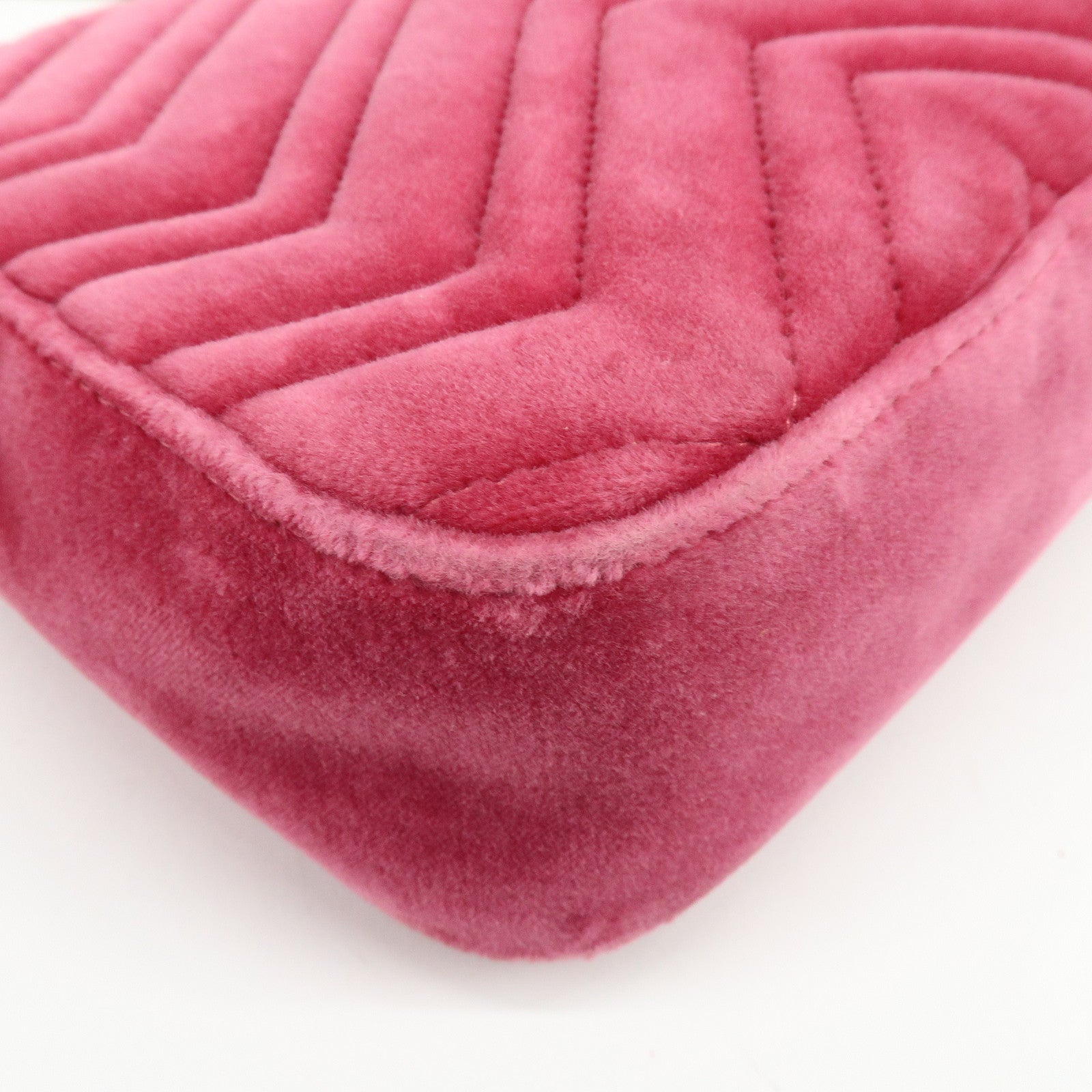 GUCCI GG Marmont Velour Leather Chain Shoulder Bag Pink 443496