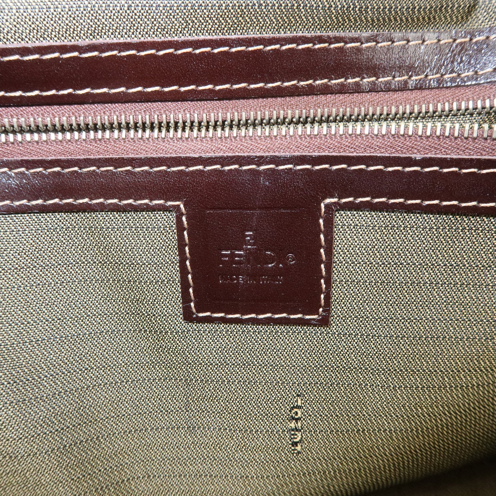 FENDI Zucca Canvas Leather Shoulder Bag Hand Bag Brown Black