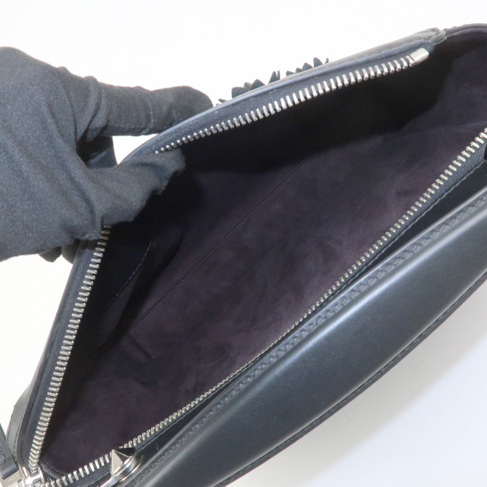 FENDI Dotcom Leather 2WAY Bag Hand Bag Shoulder Bag Black 8BN293