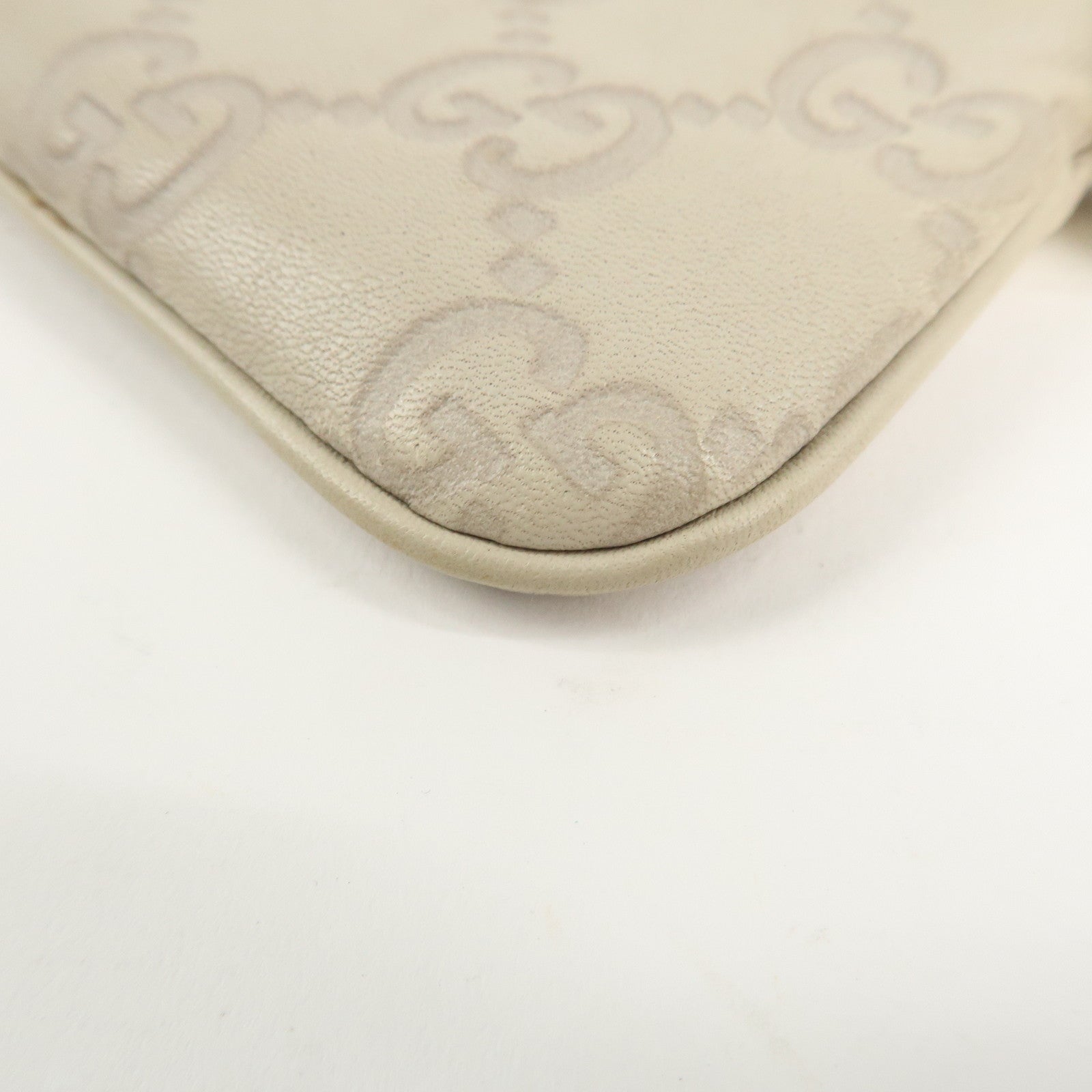 GUCCI Guccissima Leather Coin Case Key Case Ivory 233183 Used