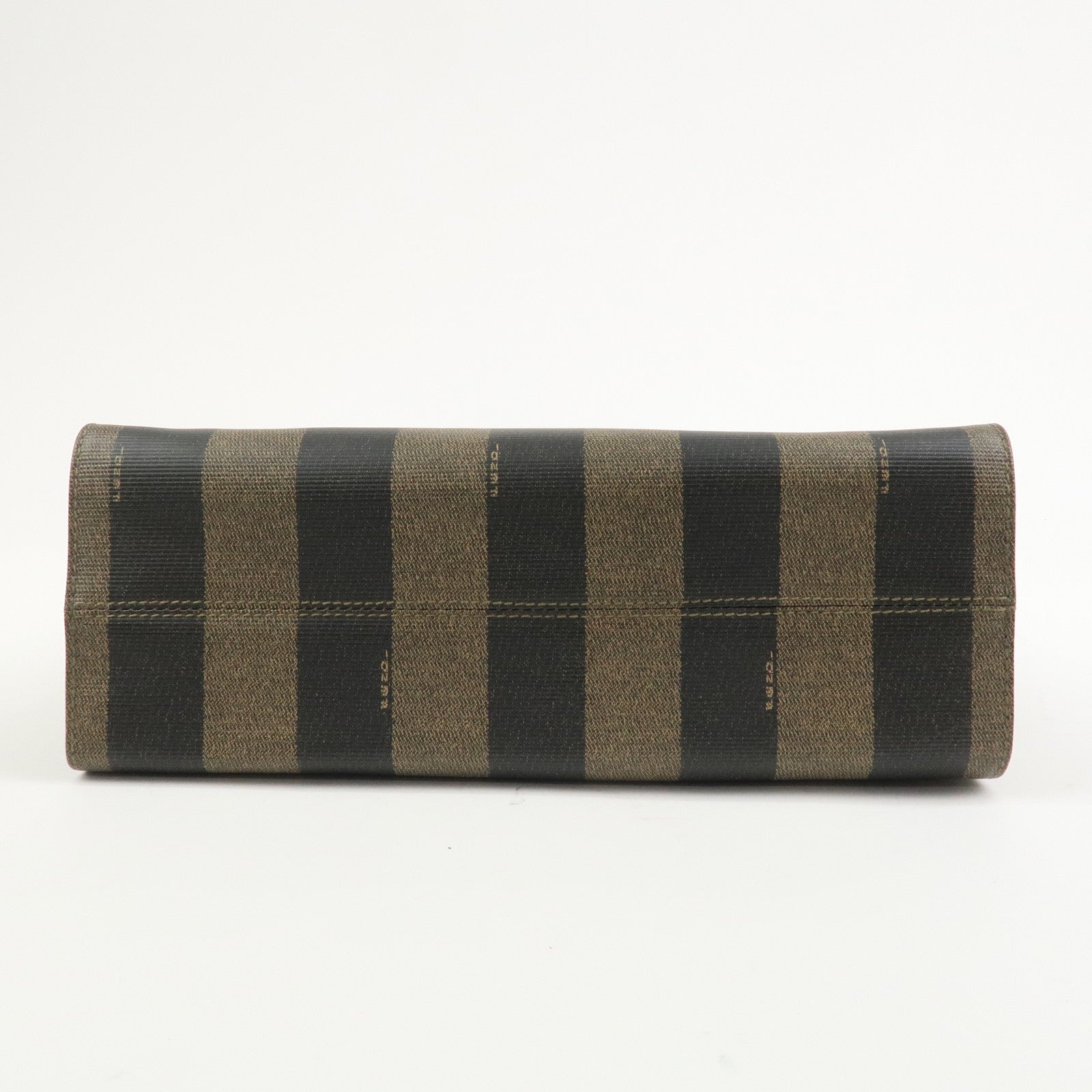 FENDI Pequin PVC Coating Canvas Leather Tote Bag Brown Black 259980