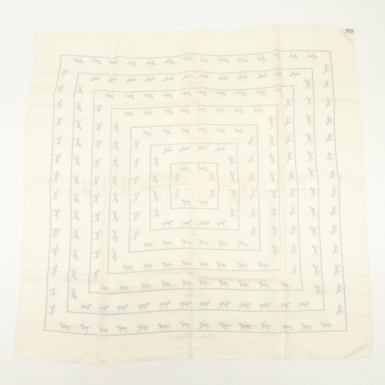 HERMES Carre 90 Set of 2 Silk 100% Scarf Green Gold Ivory