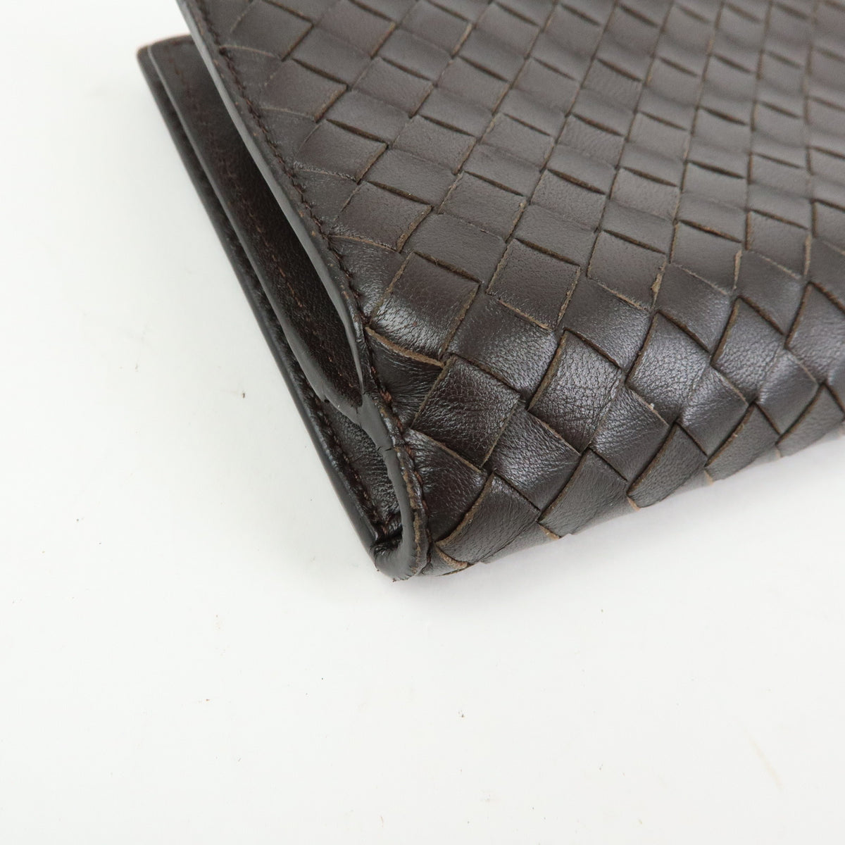 BOTTEGA VENETA Intrecciato Leather Bi-fold Long Wallet Brown