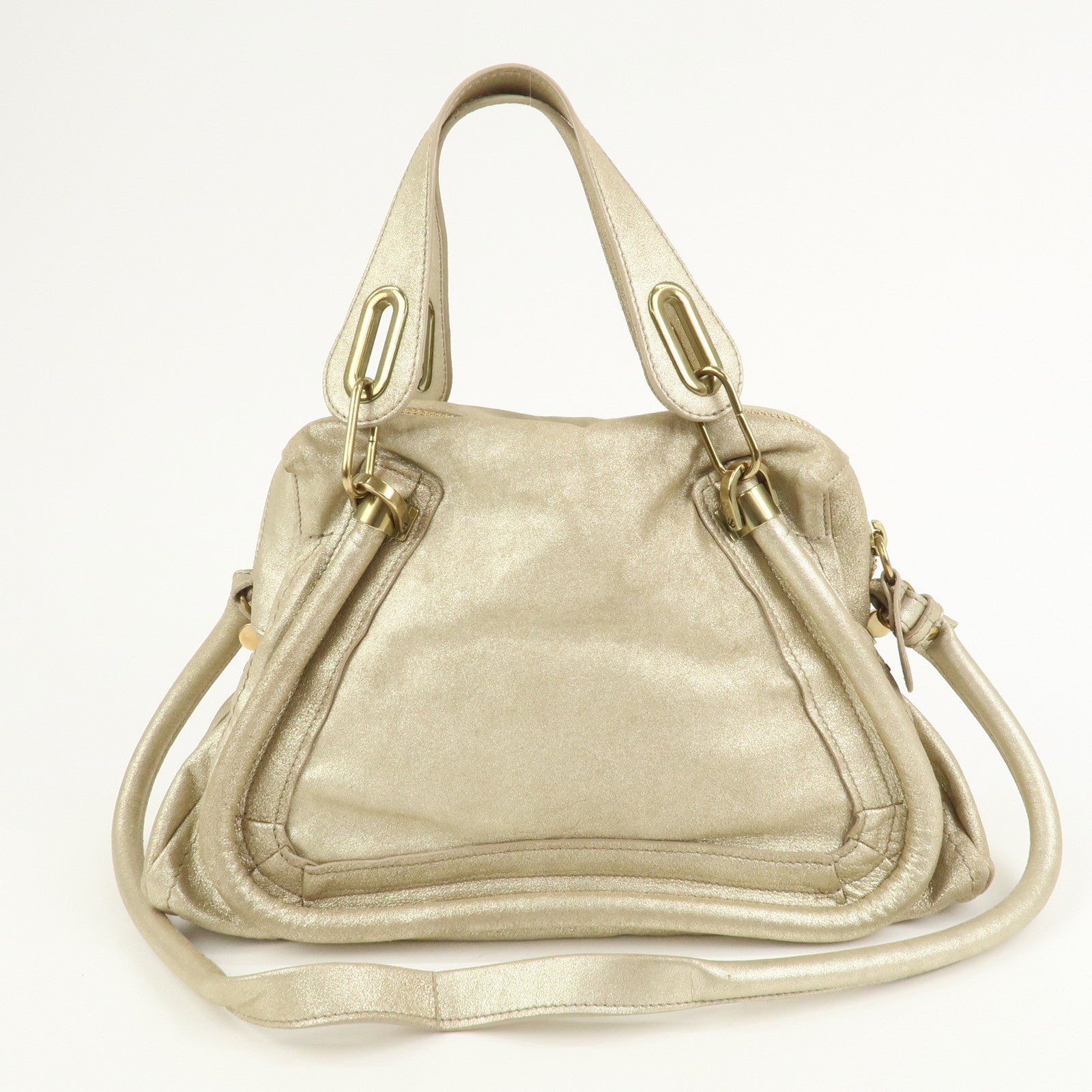 Chloe Paraty Leather 2Way Bag Hand Bag Shoulder Bag Gold 041056-09