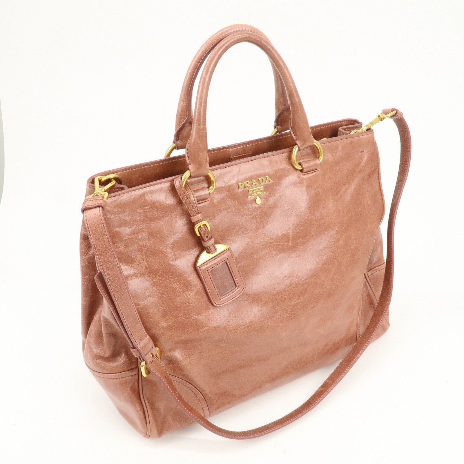 PRADA Logo Leather 2Way Bag Shoulder Bag Hand Bag Pink