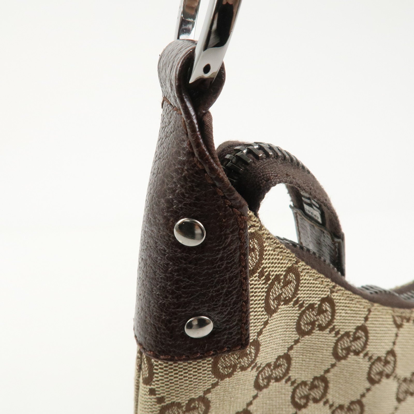 GUCCI GG Monogram Canvas Leather Shoulder Bag Beige Brown 115003