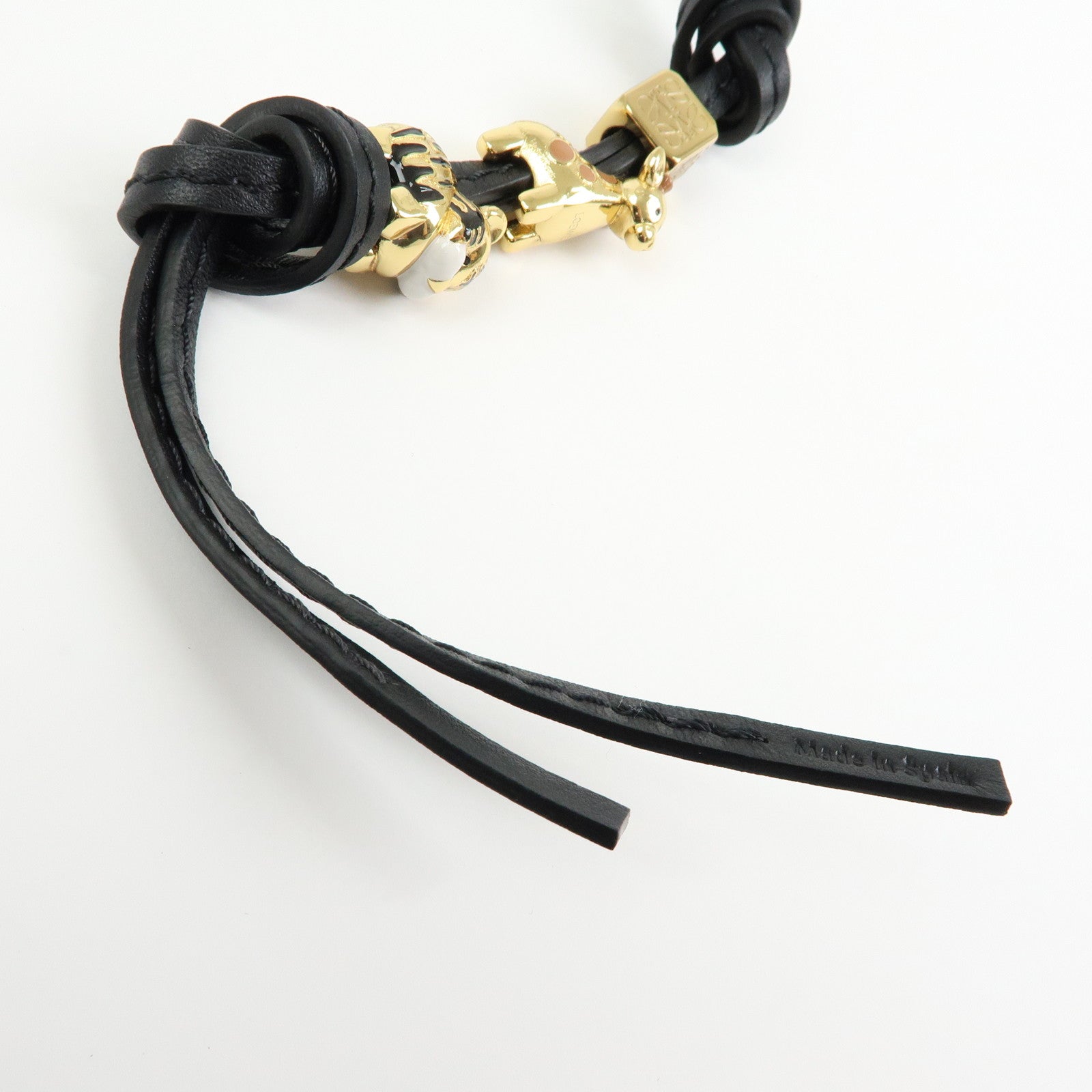 LOEWE Anagram Personalization Metal Leather Bag Charm Black Gold