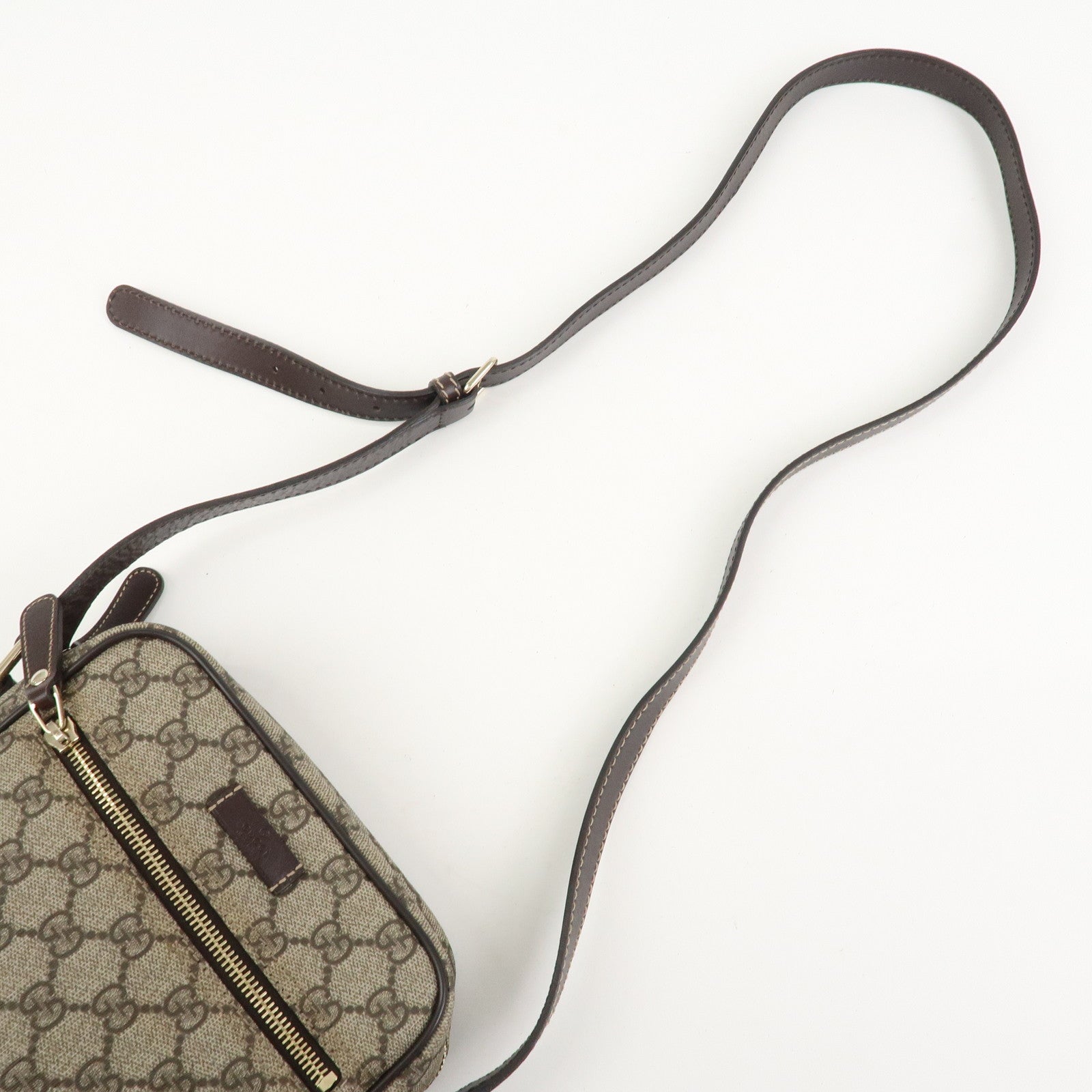 GUCCI GG Supreme Leather Shoulder Bag Crossbody Bag Beige 233268