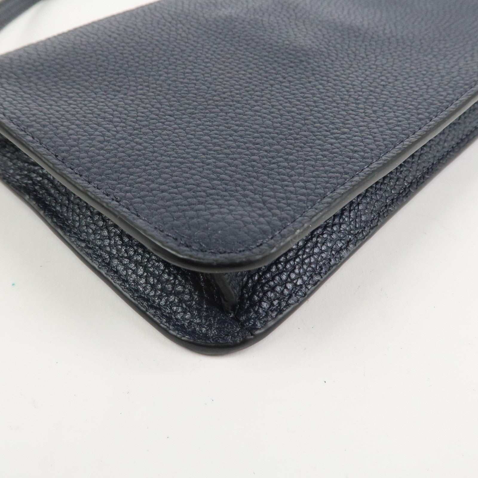 COACH Logo Leather Shoulder Bag Crossbody Bag Navy