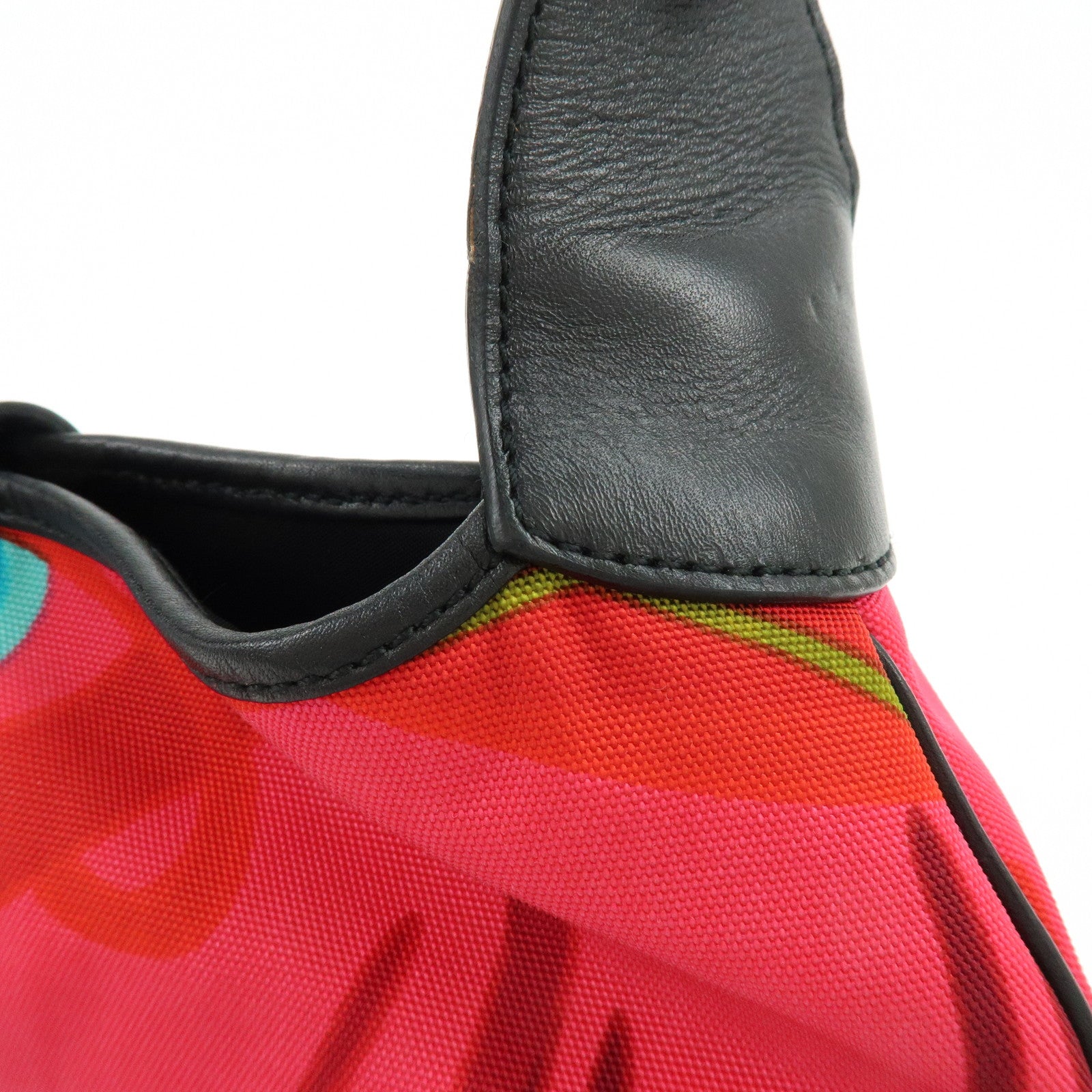 GUCCI Jackie Nylon Leather Shoulder Hand Bag Pink Black 001.9735