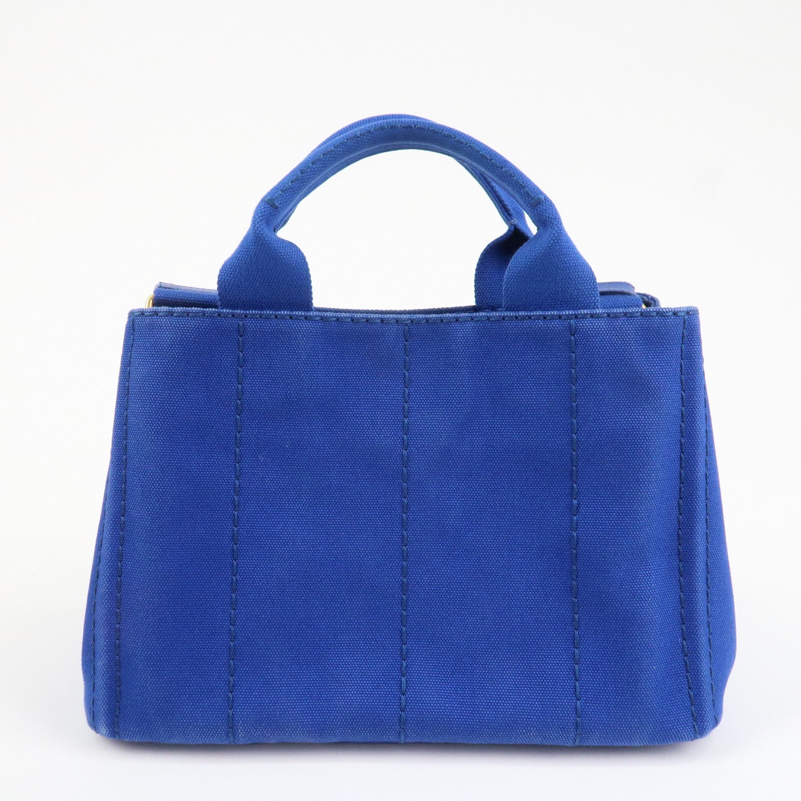 PRADA Logo Canapa Mini Canvas 2Way Tote Shoulder Bag Blue BN2439 Used