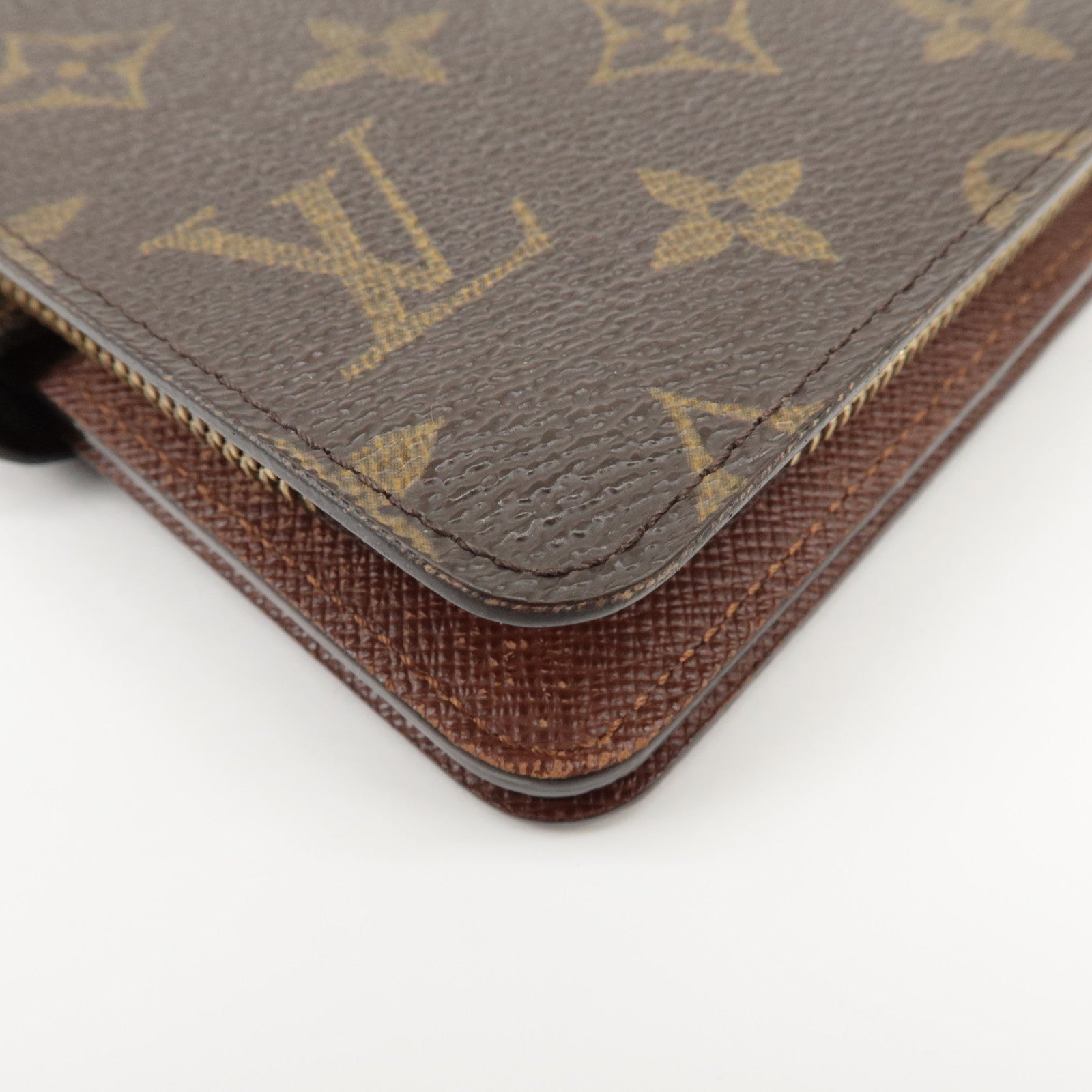 Louis Vuitton Monogram Porte Papier Zip Bi-fold Wallet Brown M61207 Used