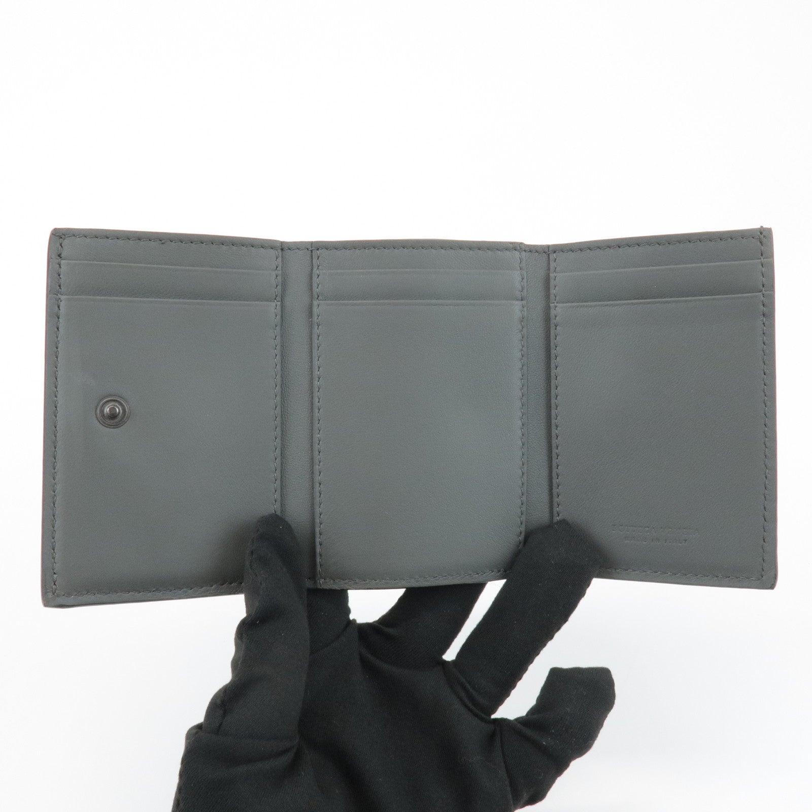 BOTTEGA VENETA Intrecciato Leather Tri-fold Wallet Black 515385