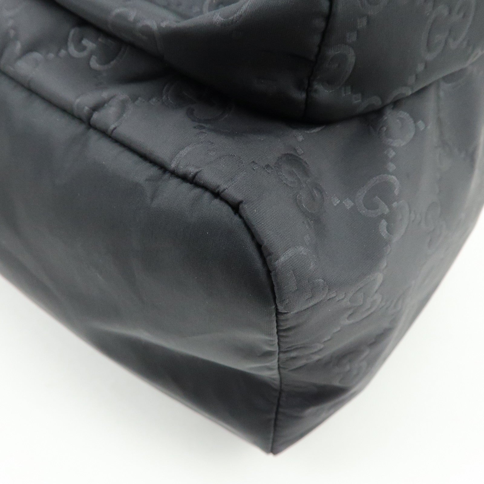 GUCCI GG Nylon Leather Backpack Ruck Sack Black 406361