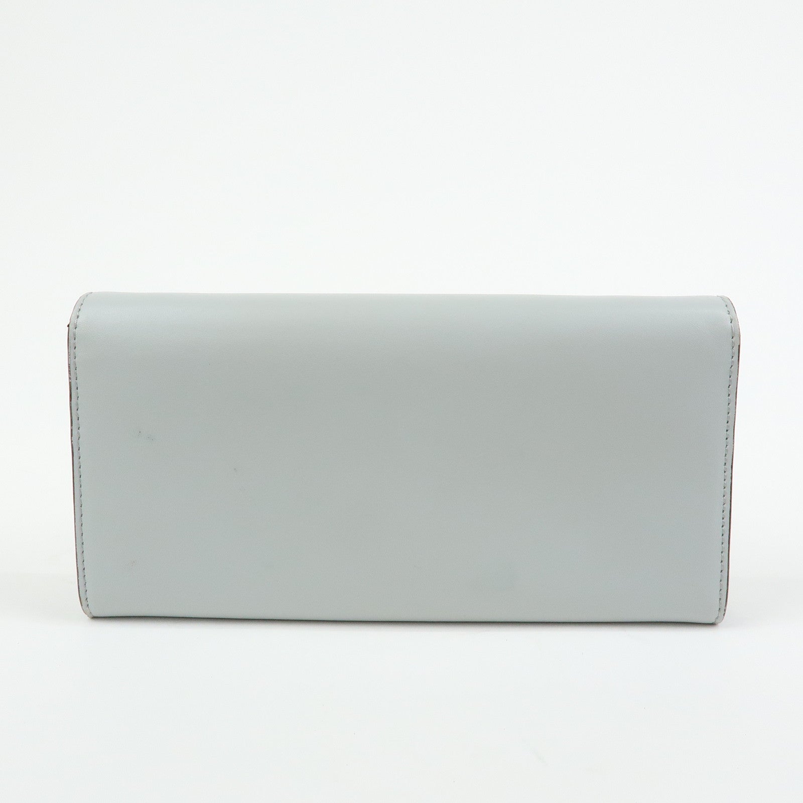 FENDI Leather Studs Chain Shoulder Wallet Long Wallet Gray 8M0365