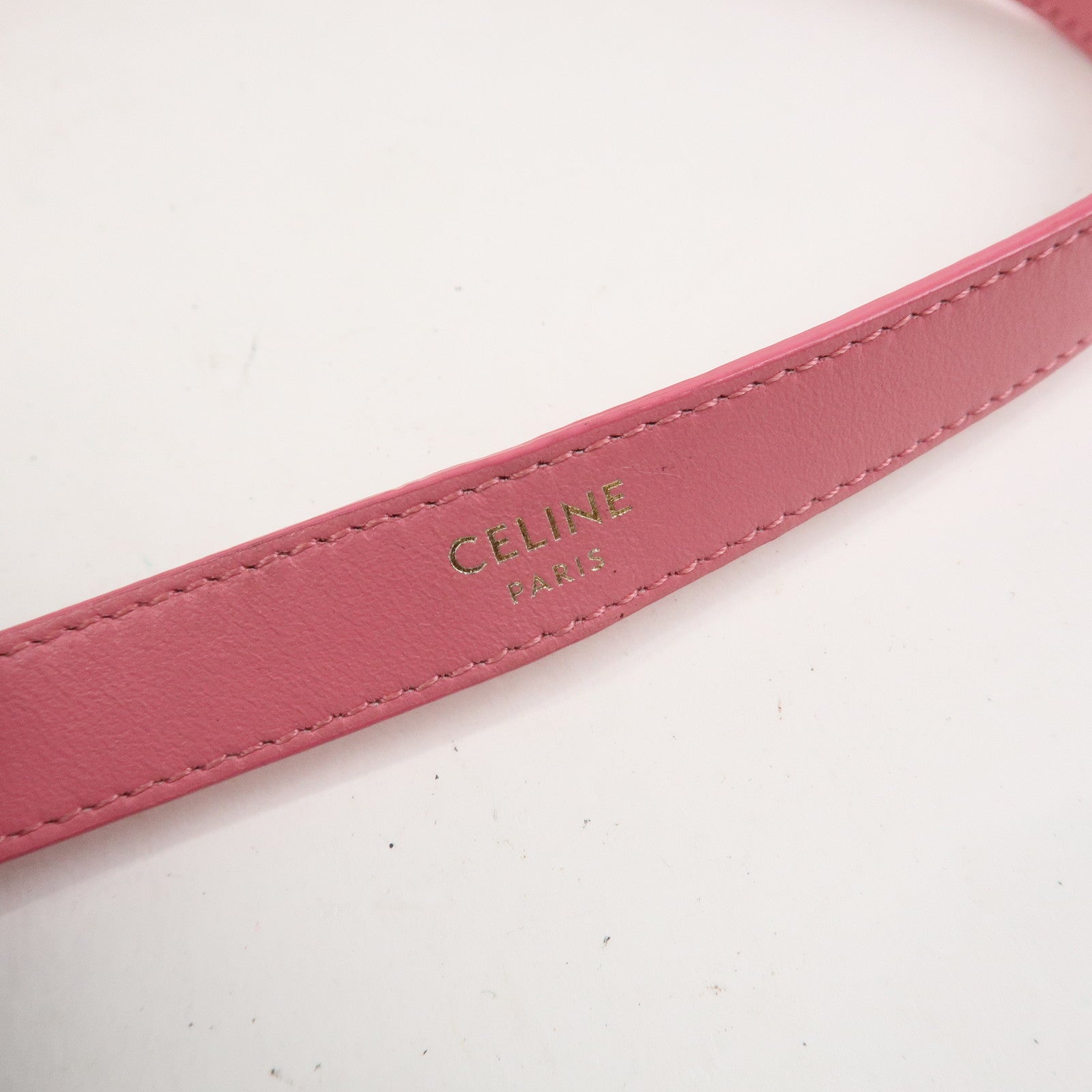 CELINE Ava Leather Hand Bag Hand Pouch Pink