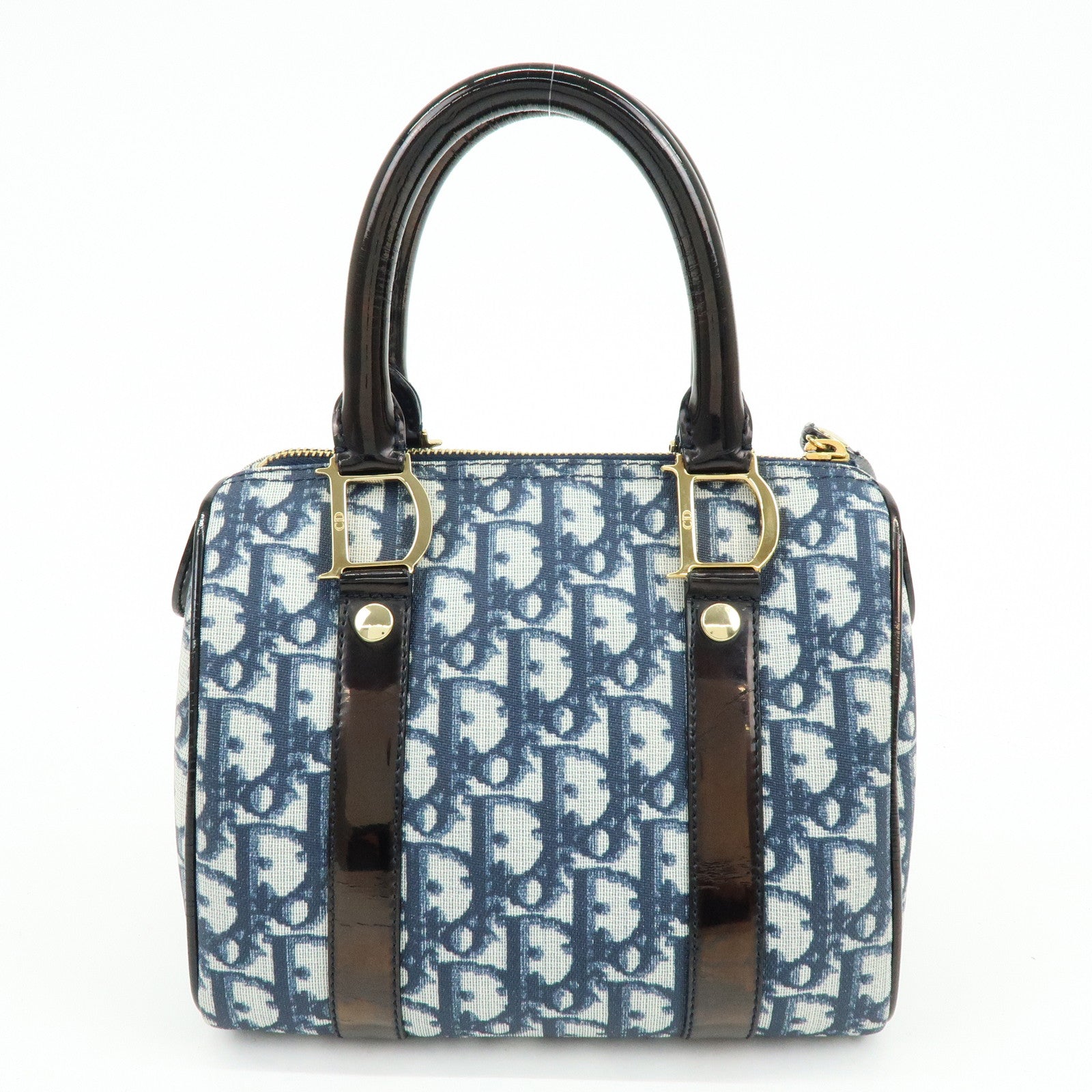 Christian Dior Trotter PVC Canvas Patent Leather Mini Boston Bag