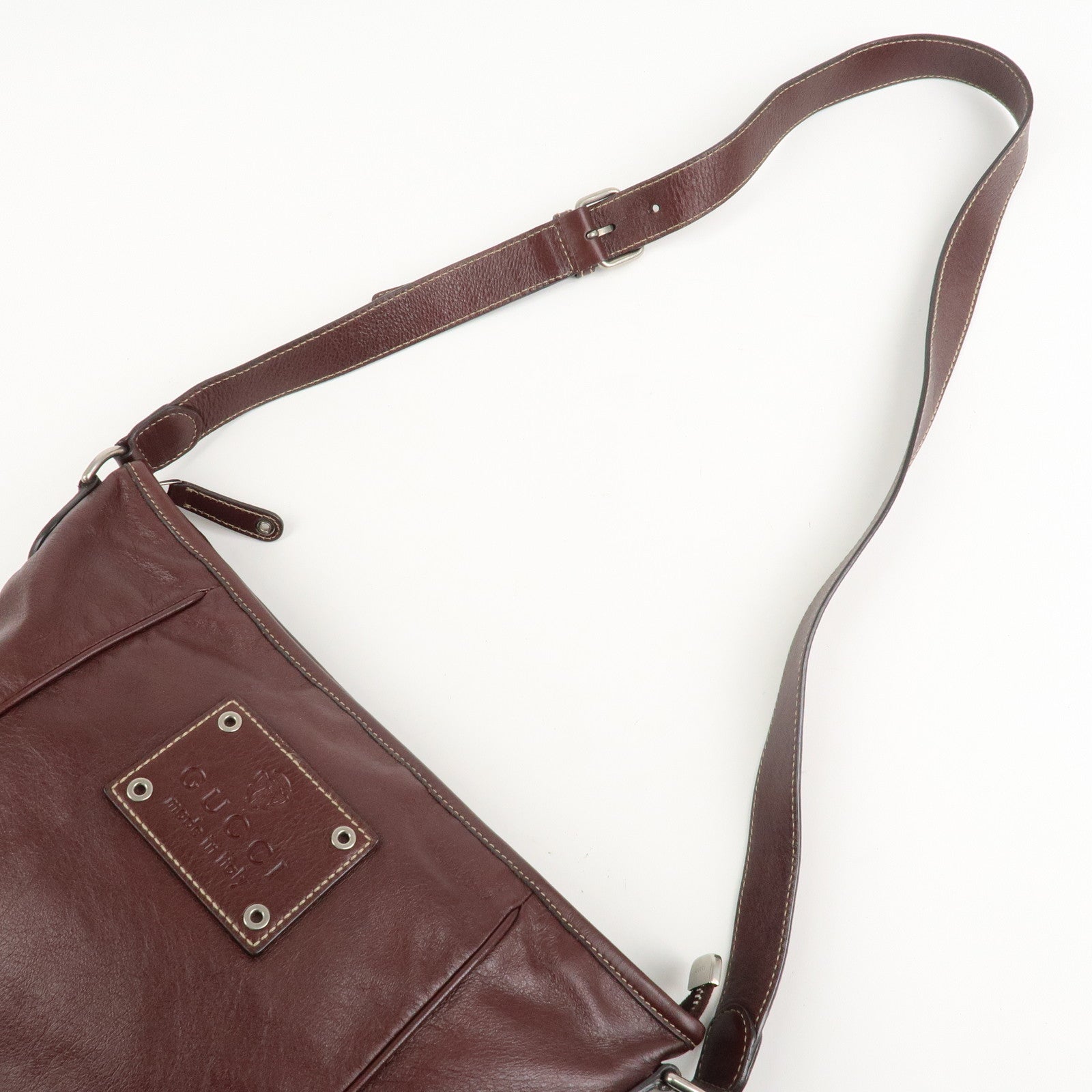 GUCCI Leather Shoulder Bag Crossbody Bag Bordeaux 190279 Used