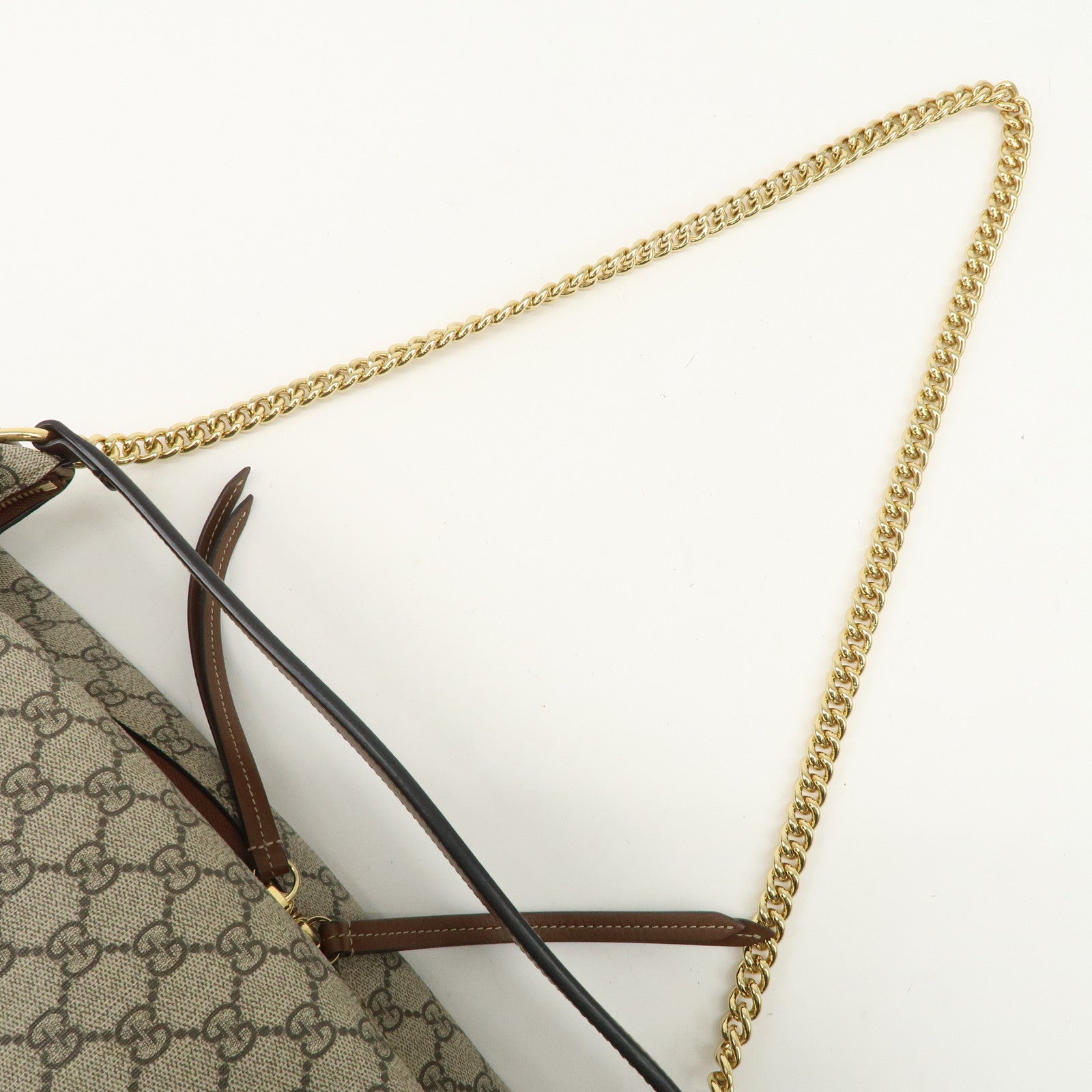 GUCCI GG Supreme Leather 2WAY Bag Shoulder Bag Beige Brown 477324 Used