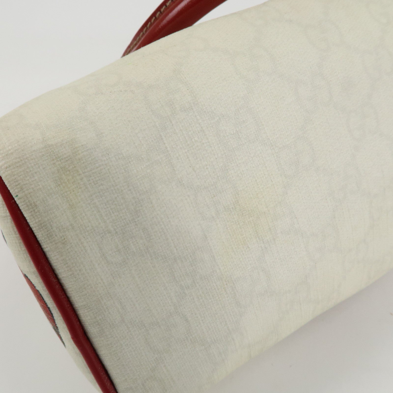 GUCCI Joyline GG Supreme Leather Mini Boston Bag White Red 190257 Used