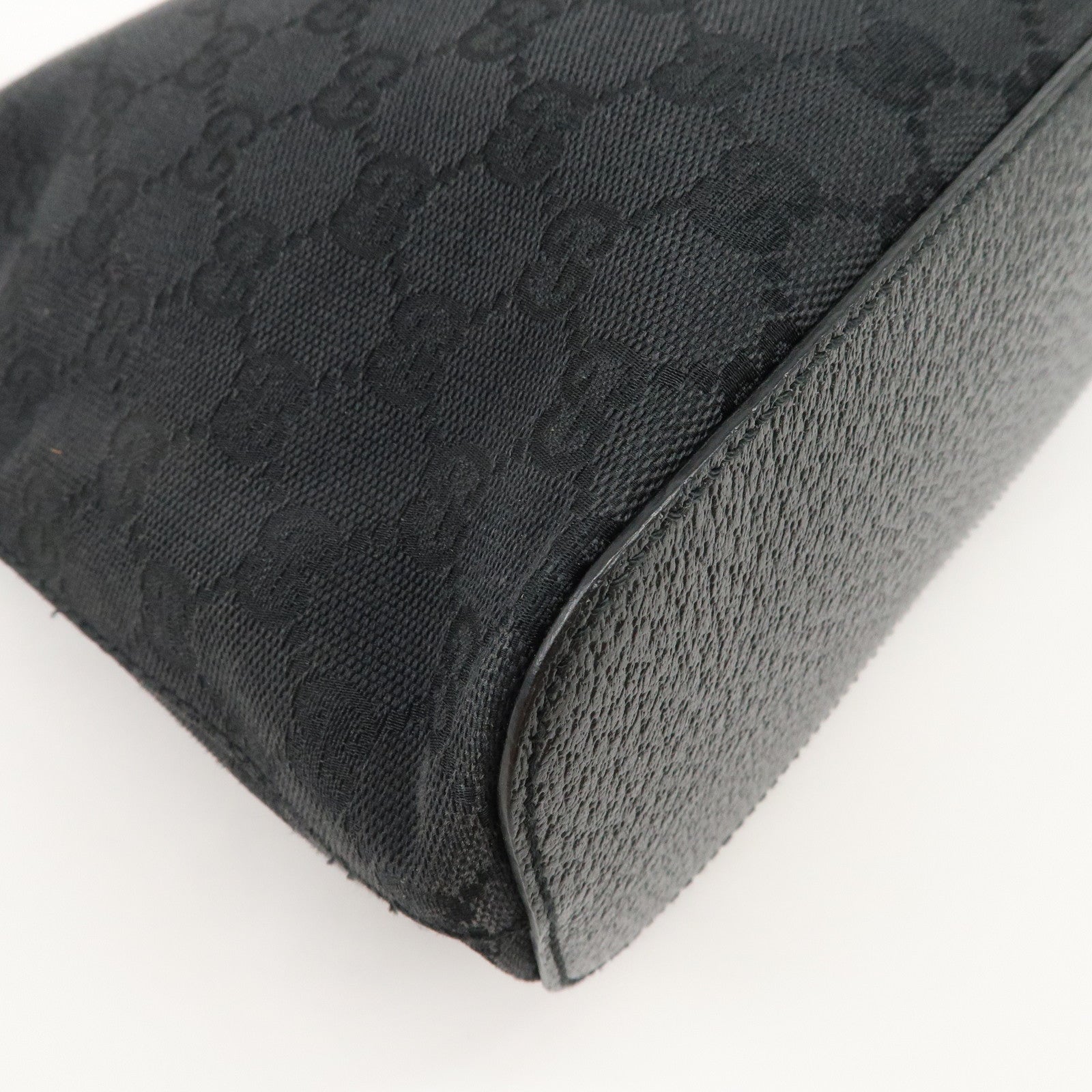 GUCCI GG Canvas Leather Shoulder Bag Hand Bag Black 115003 Used