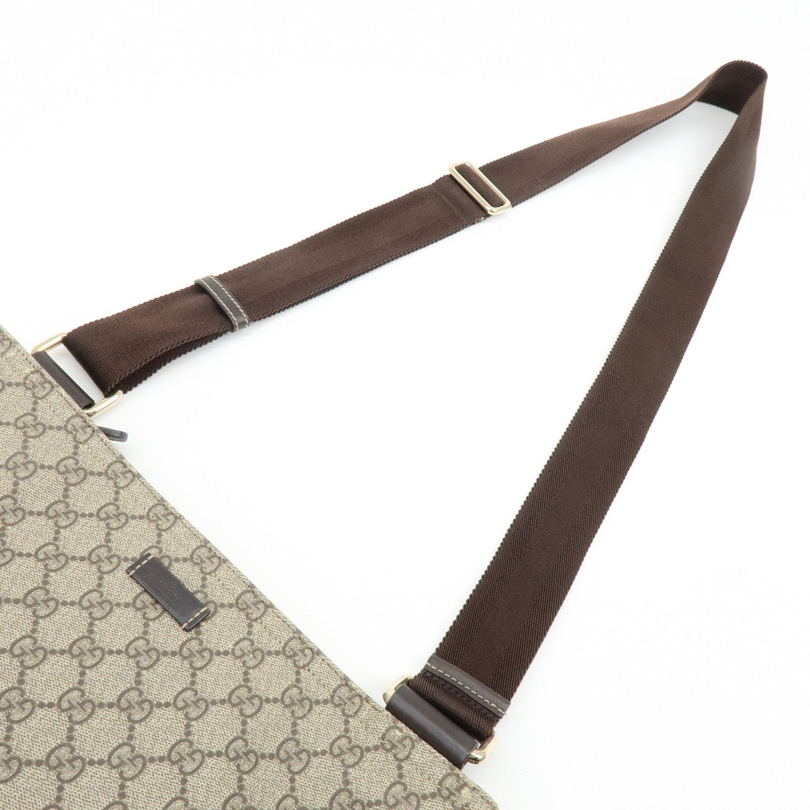 GUCCI GG Supreme Leather Shoulder Bag Crossbody Bag Beige 201446